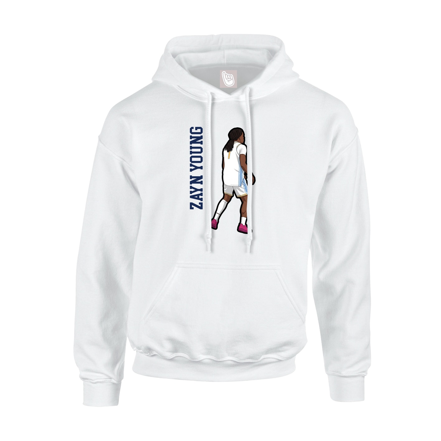 Youth Hoodie — Name Vertical in White