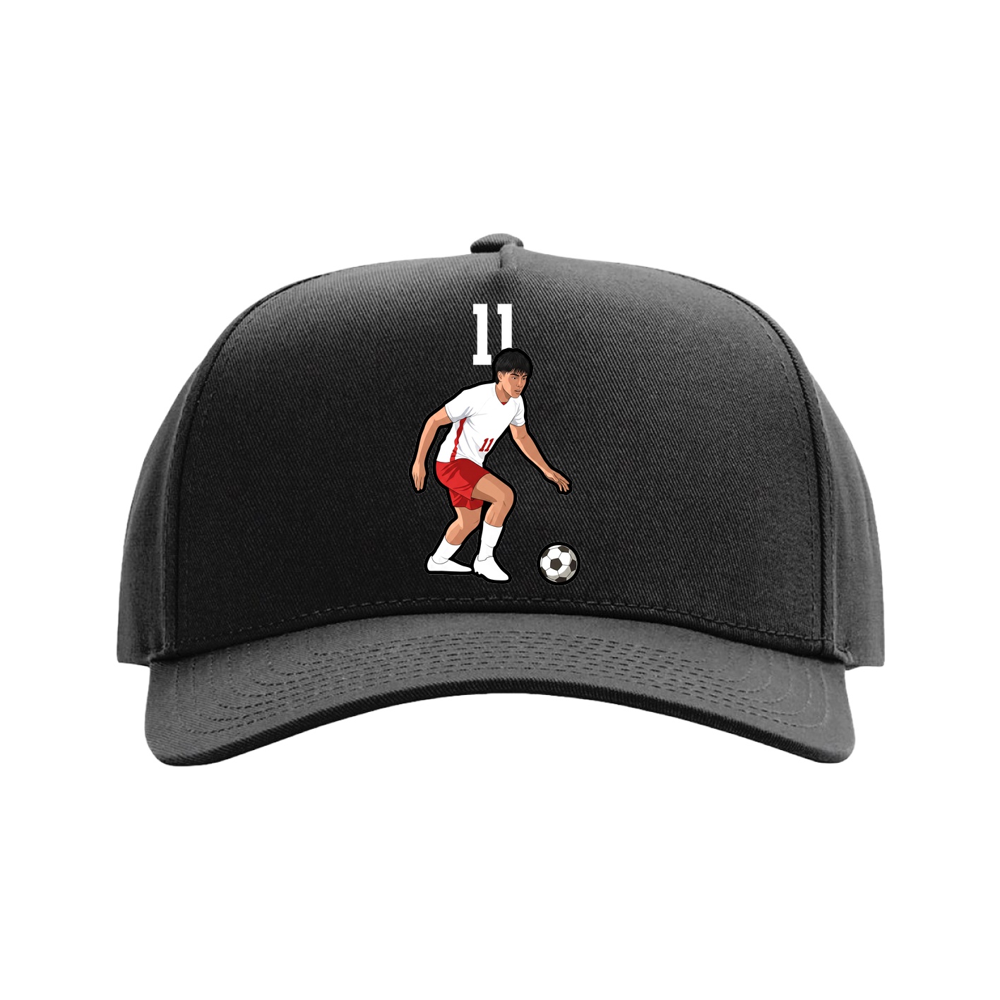 Full Fabric Five-Panel Champ Cap — Number Top in Black