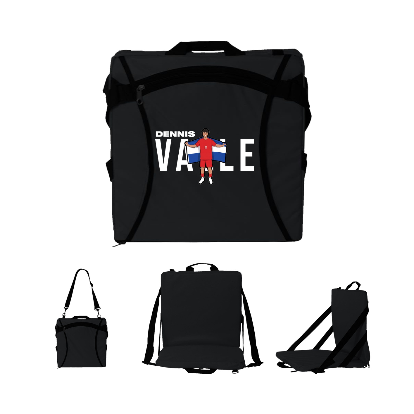 Folding Stadium Seat — Player Name in Black