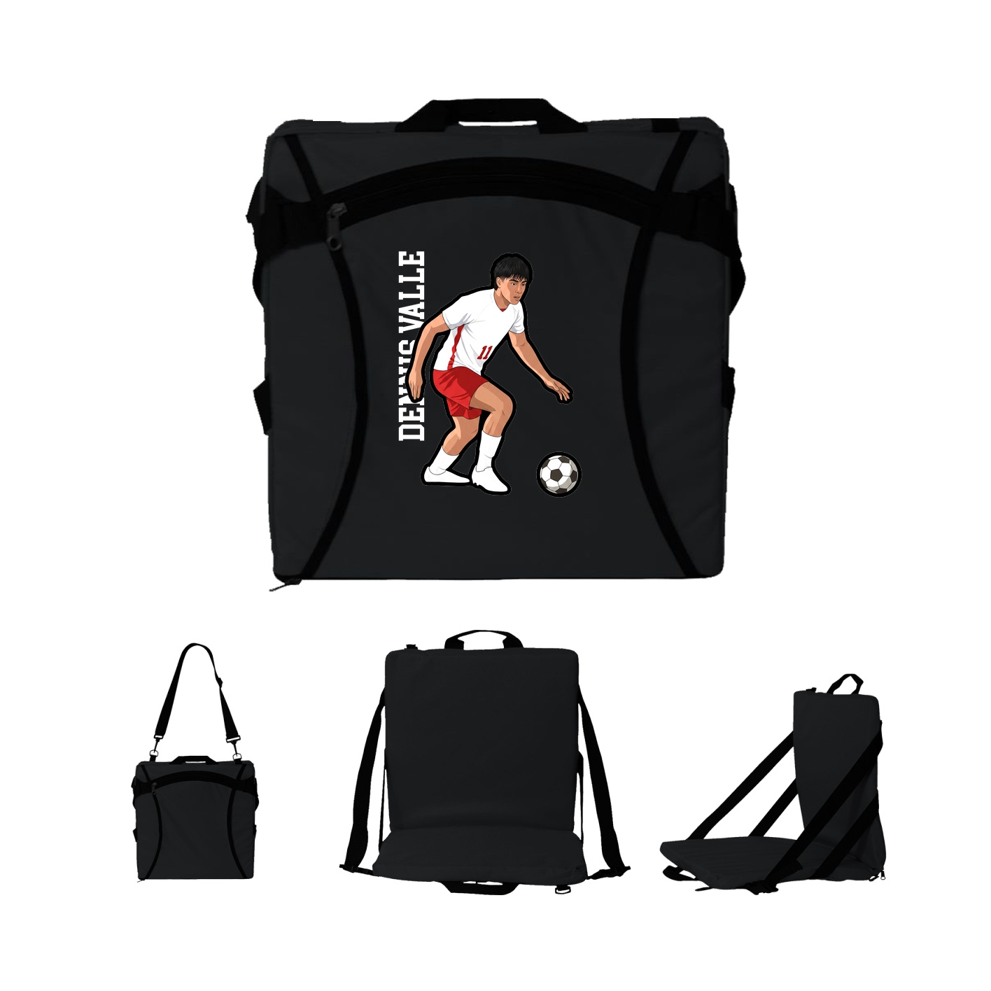 Folding Stadium Seat — Name Vertical in Black
