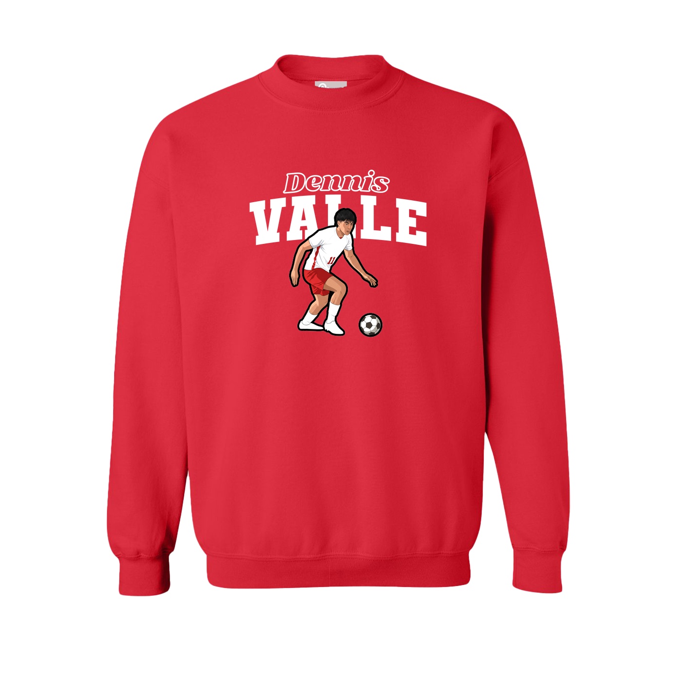 Fleece Crew — Name Arch in Red