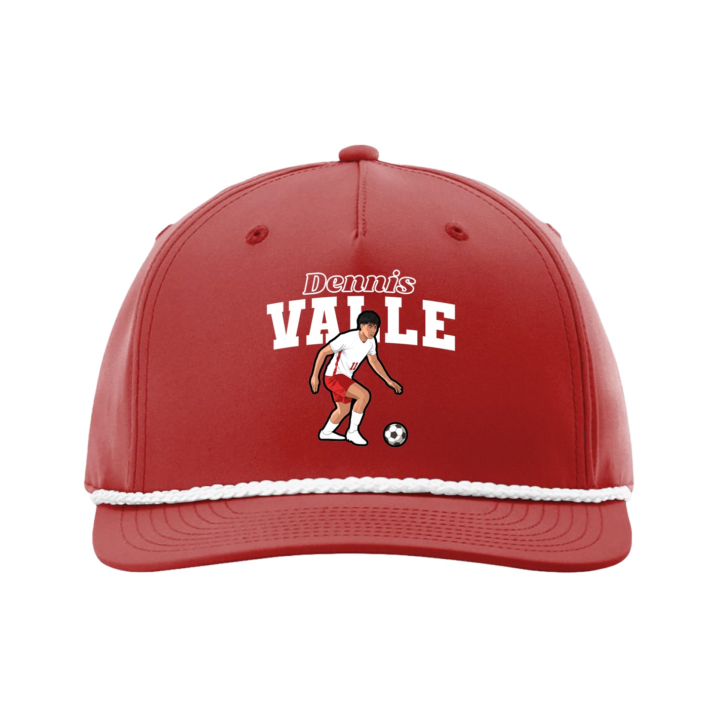 Five-Panel Classic Rope Cap — Name Arch in Red