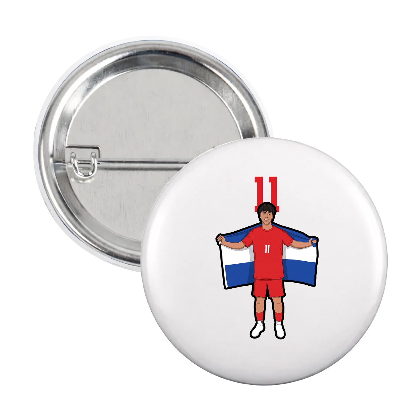 Game Day Button — Number Top in White