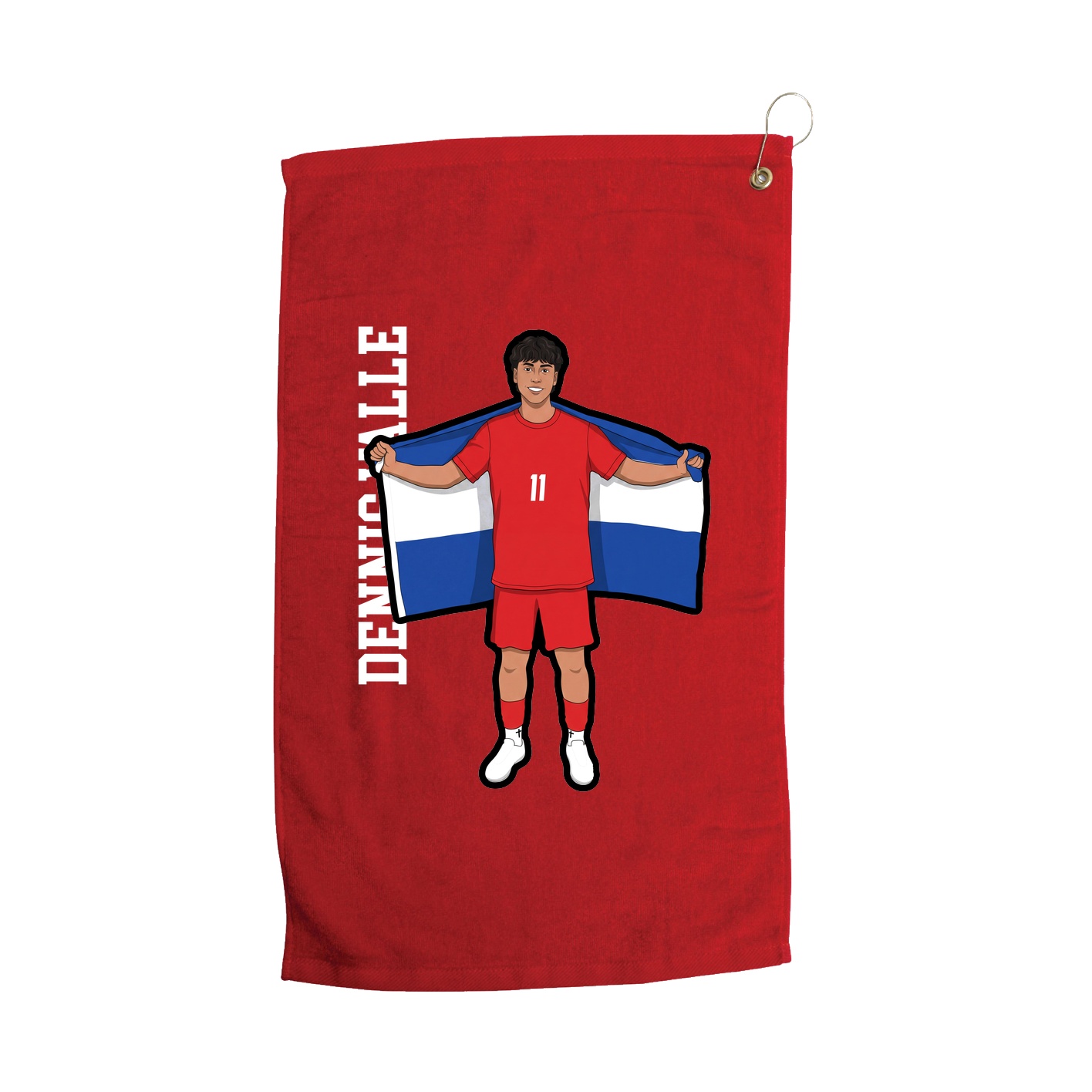Golf Towel — Name Vertical in Red