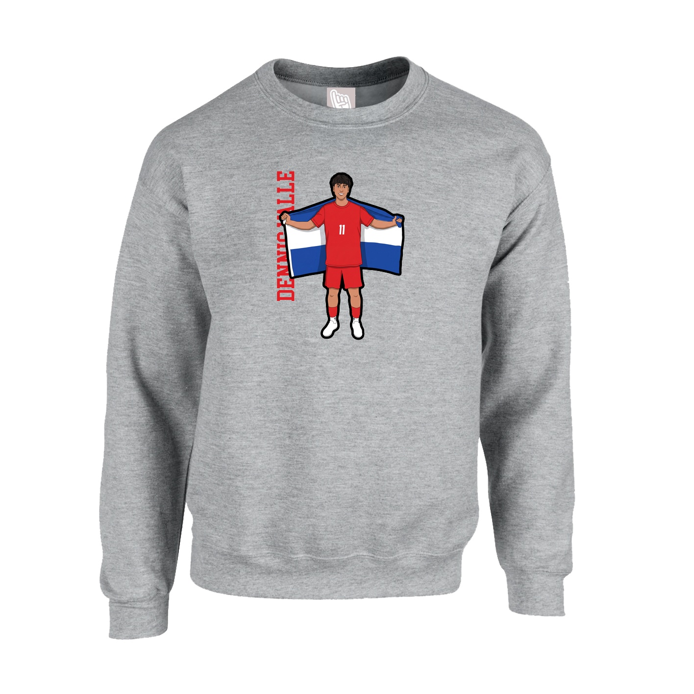 Fleece Crew — Name Vertical in Grey