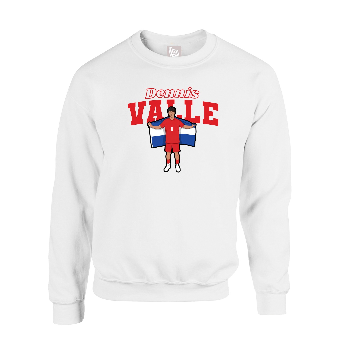 Fleece Crew — Name Arch in White