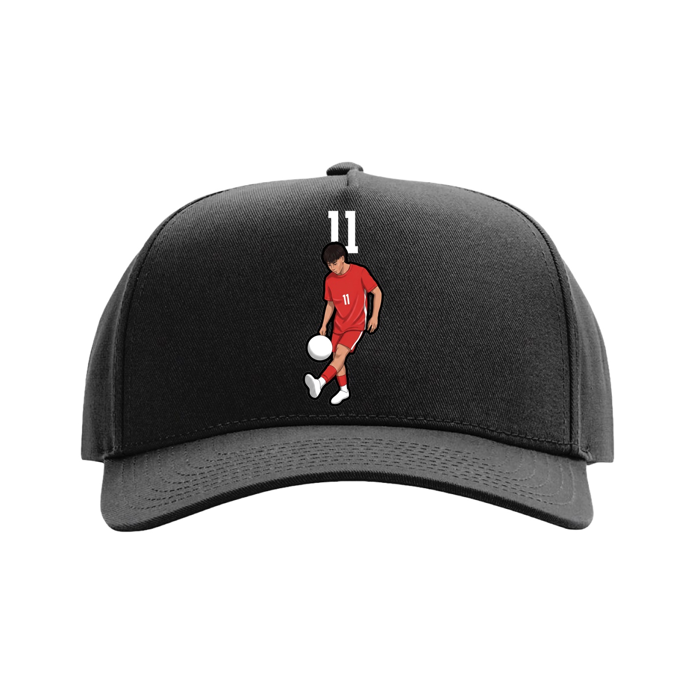 Full Fabric Five-Panel Champ Cap — Number Top in Black