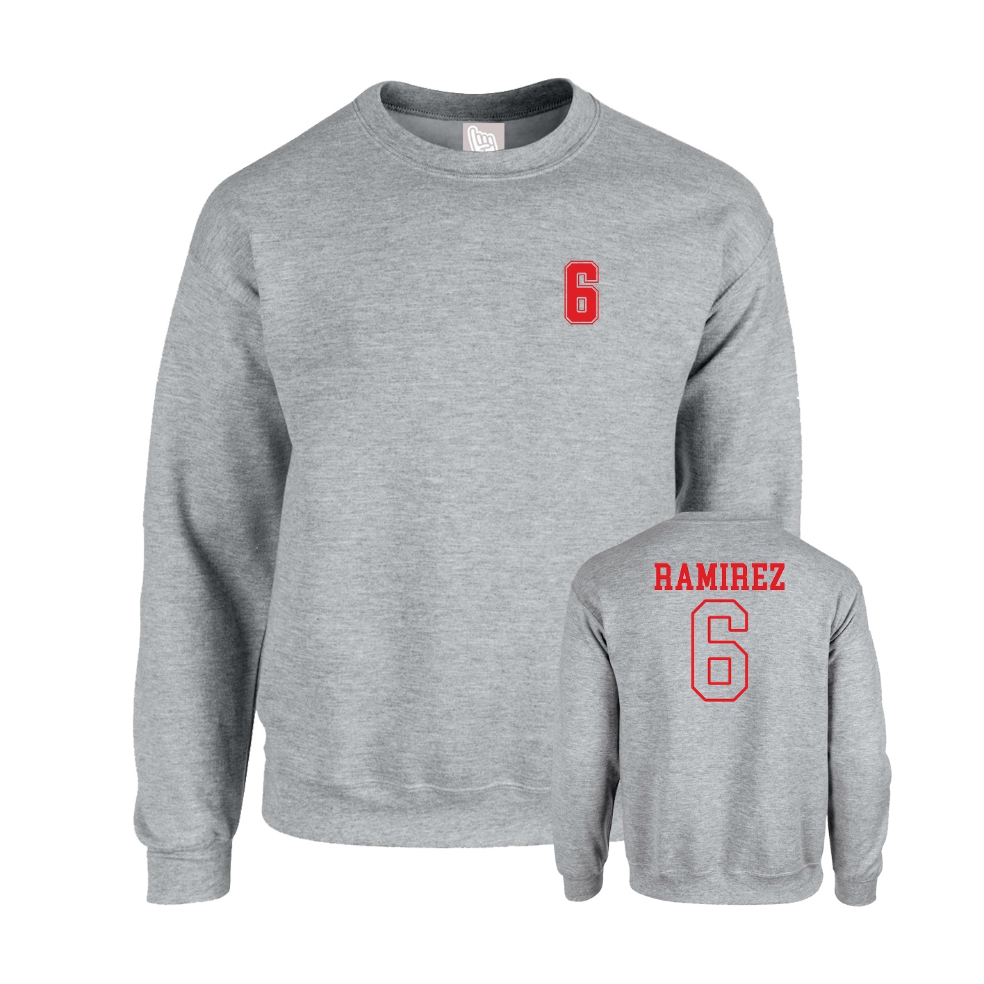 Fleece Crew — Chest Back in Grey
