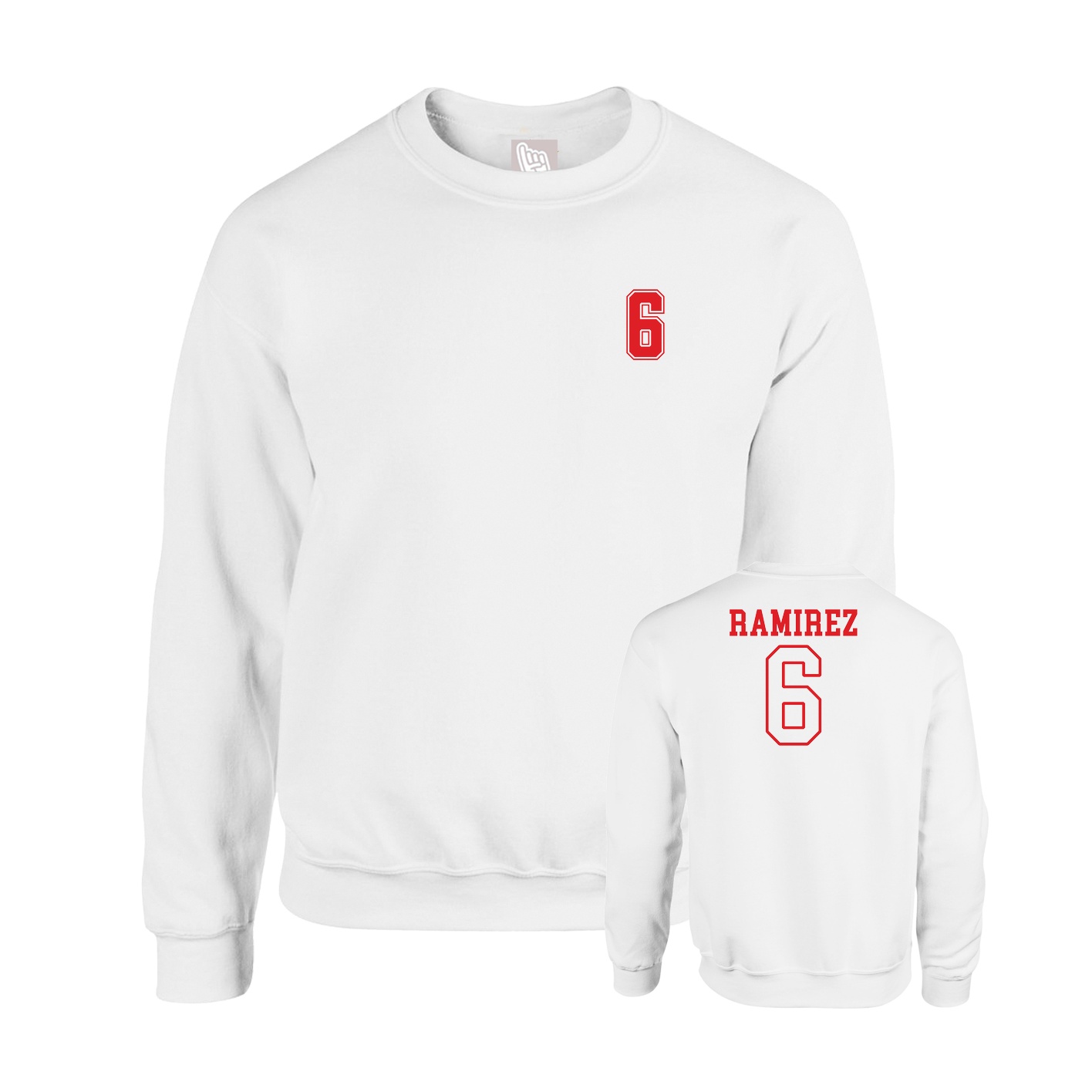 Fleece Crew — Chest Back in White