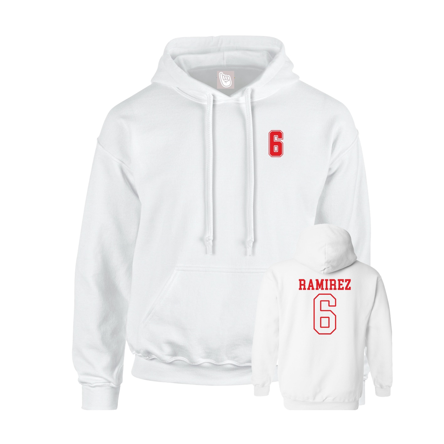 Youth Hoodie — Chest Back in White