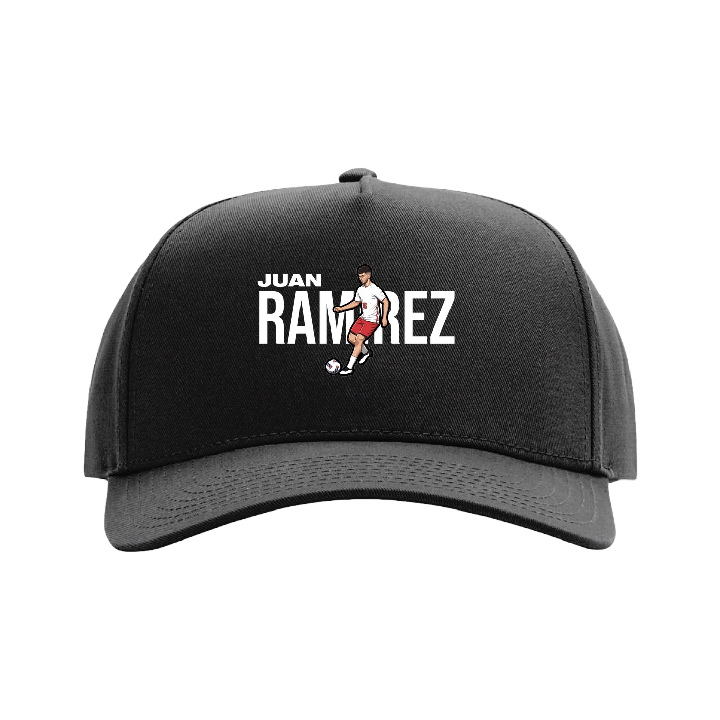 Full Fabric Five-Panel Champ Cap — Player Name in Black