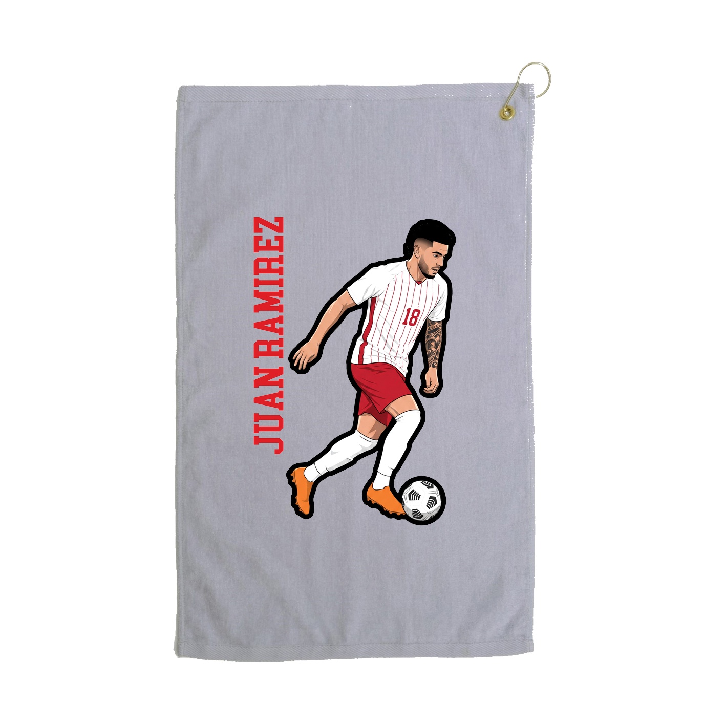 Golf Towel — Name Vertical in Grey