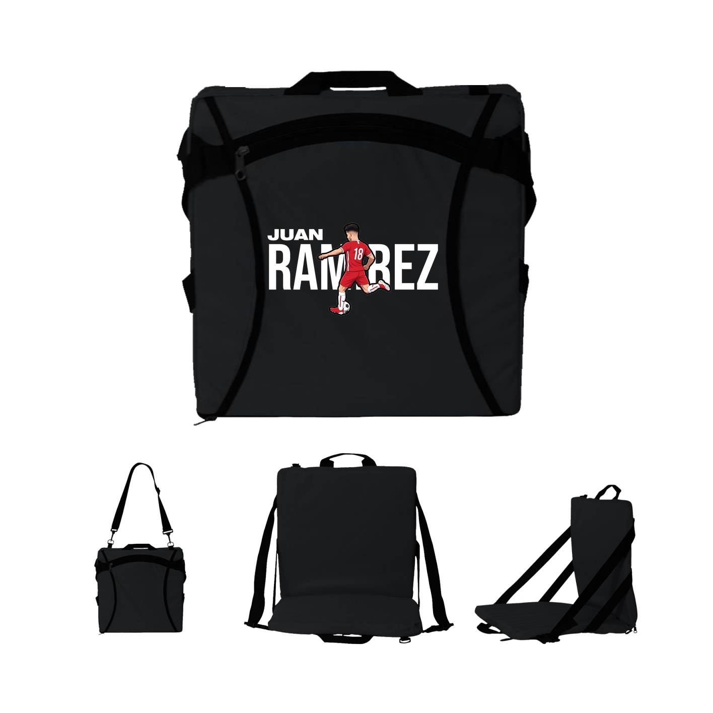 Folding Stadium Seat — Player Name in Black