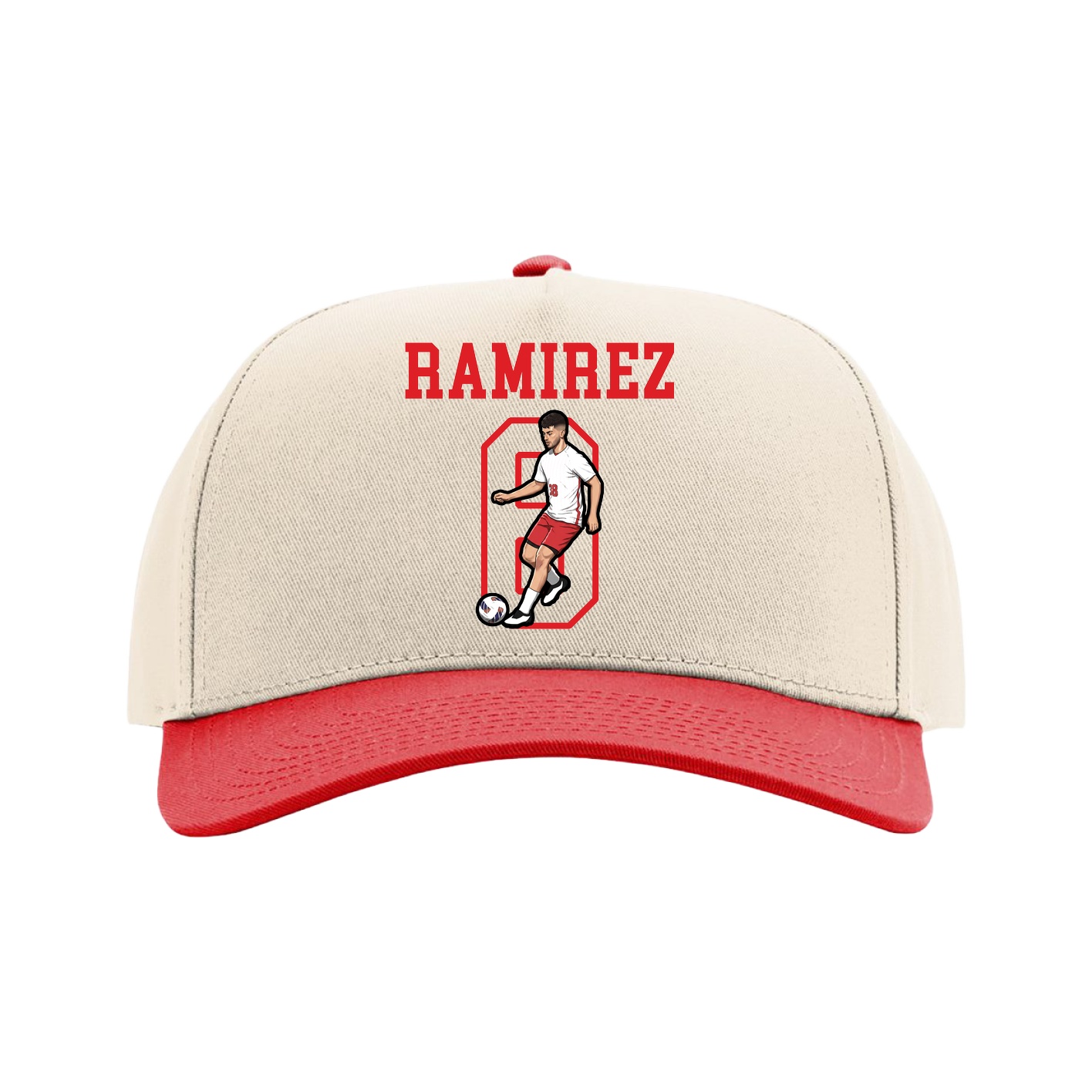 Full Fabric Five-Panel Champ Cap — Shirsey in Cream/Red