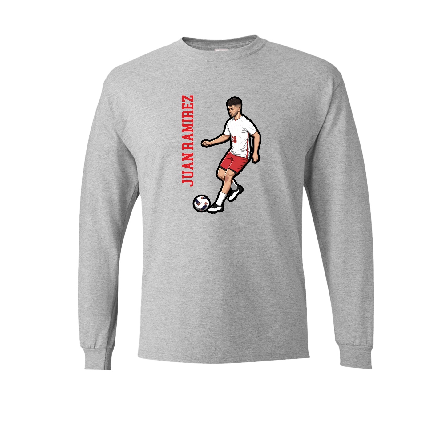 Long Sleeve Tee — Name Vertical in Grey