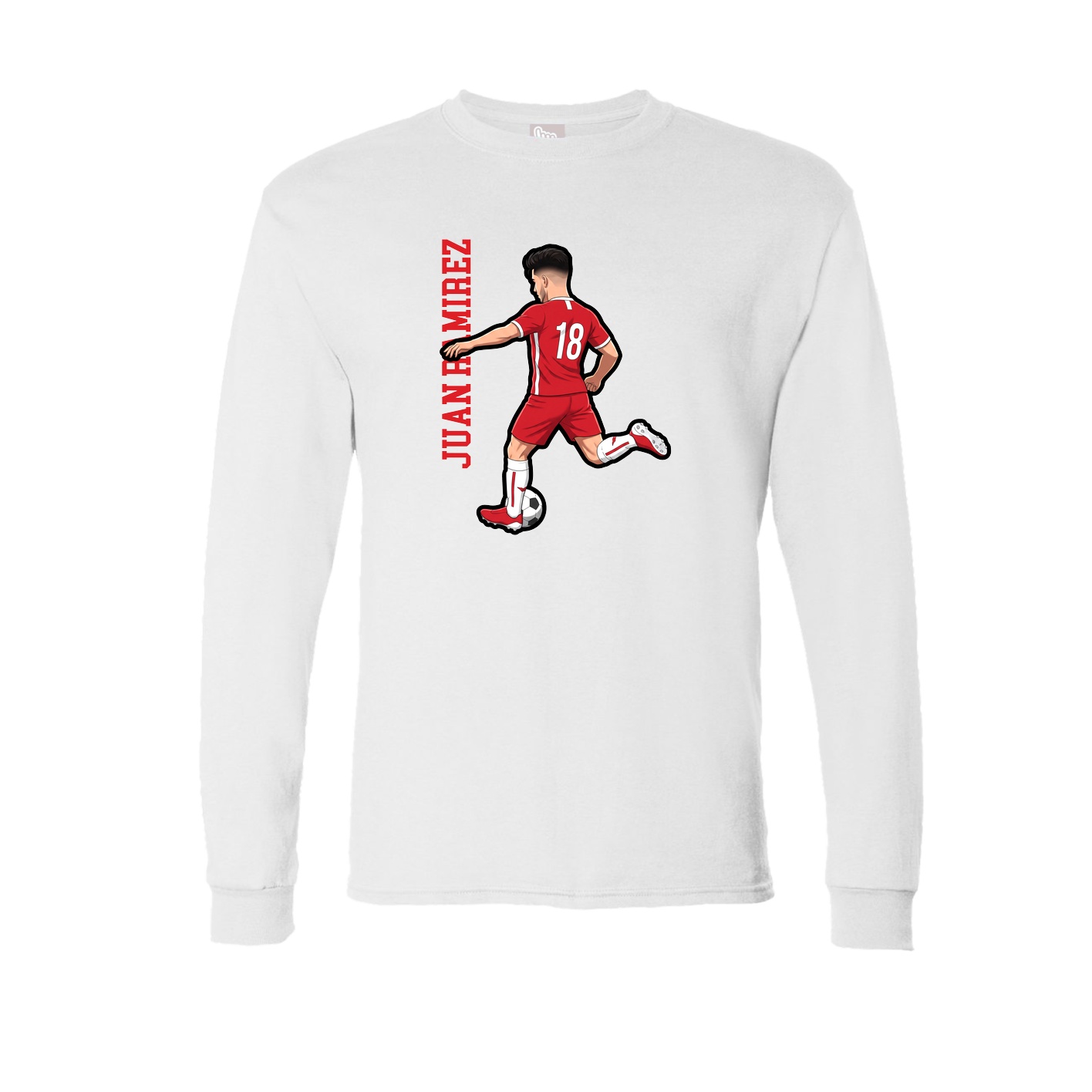 Long Sleeve Tee — Name Vertical in White