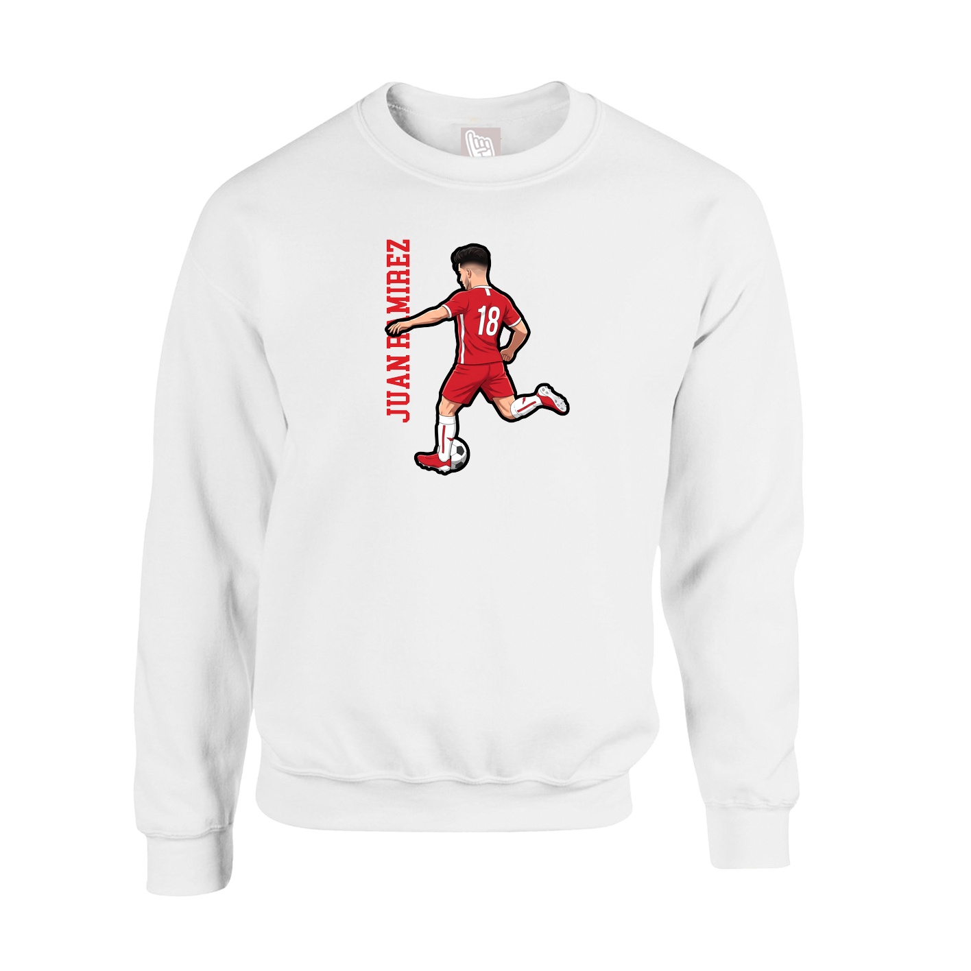 Fleece Crew — Name Vertical in White