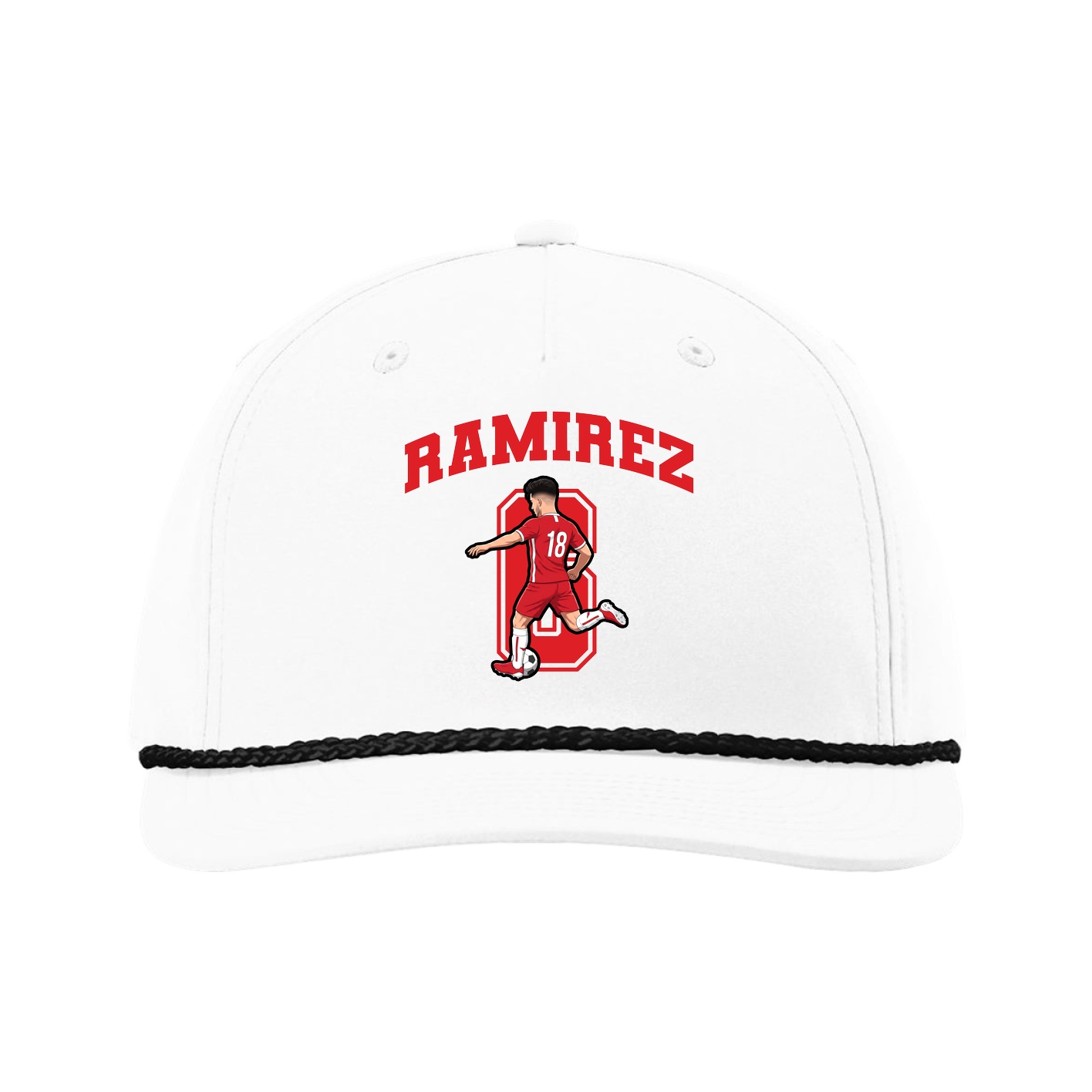 Five-Panel Classic Rope Cap — Number in White