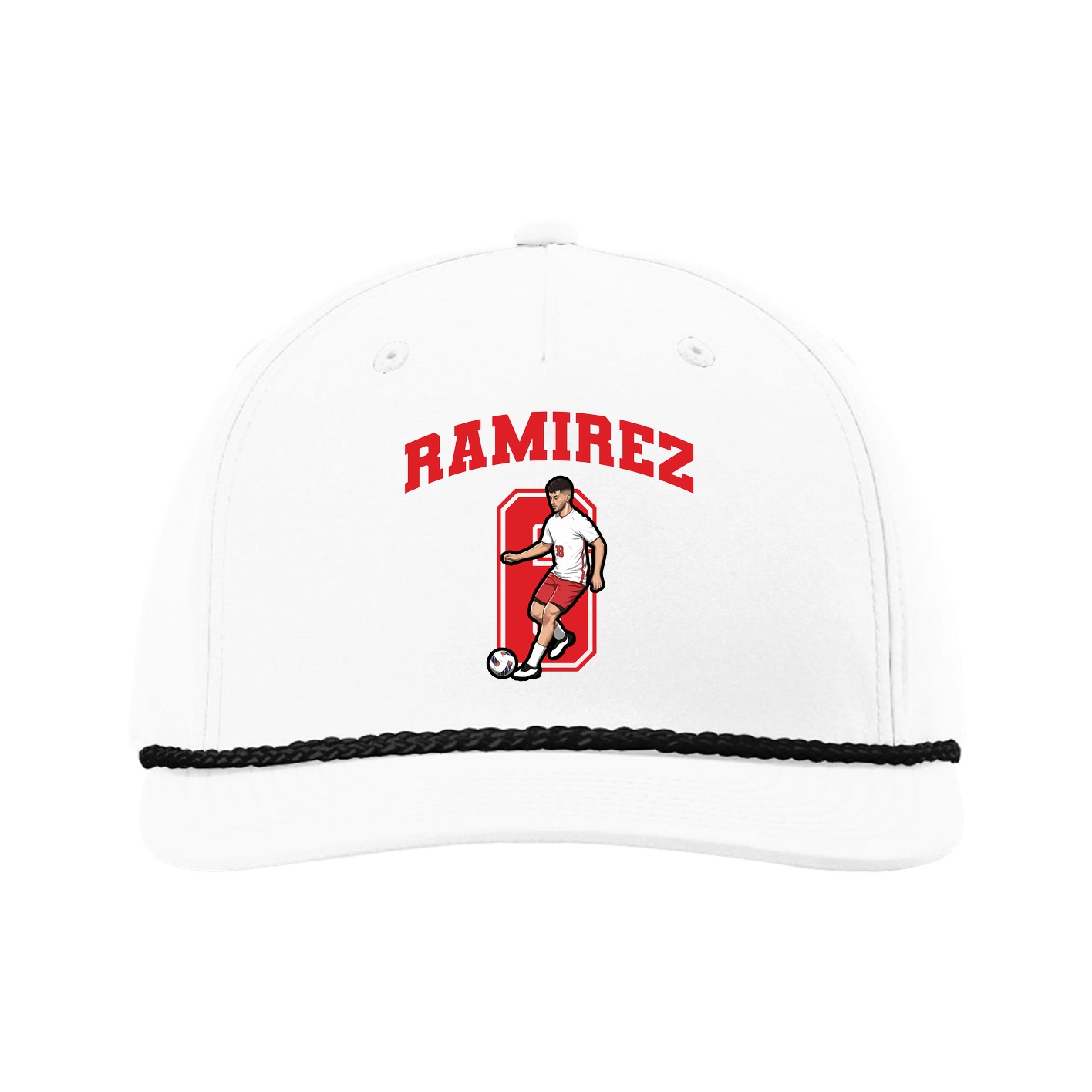 Five-Panel Classic Rope Cap — Number in White