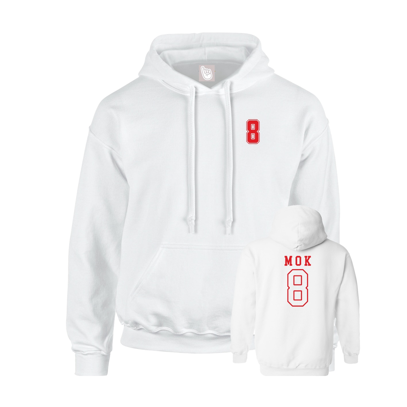 Youth Hoodie — Chest Back in White