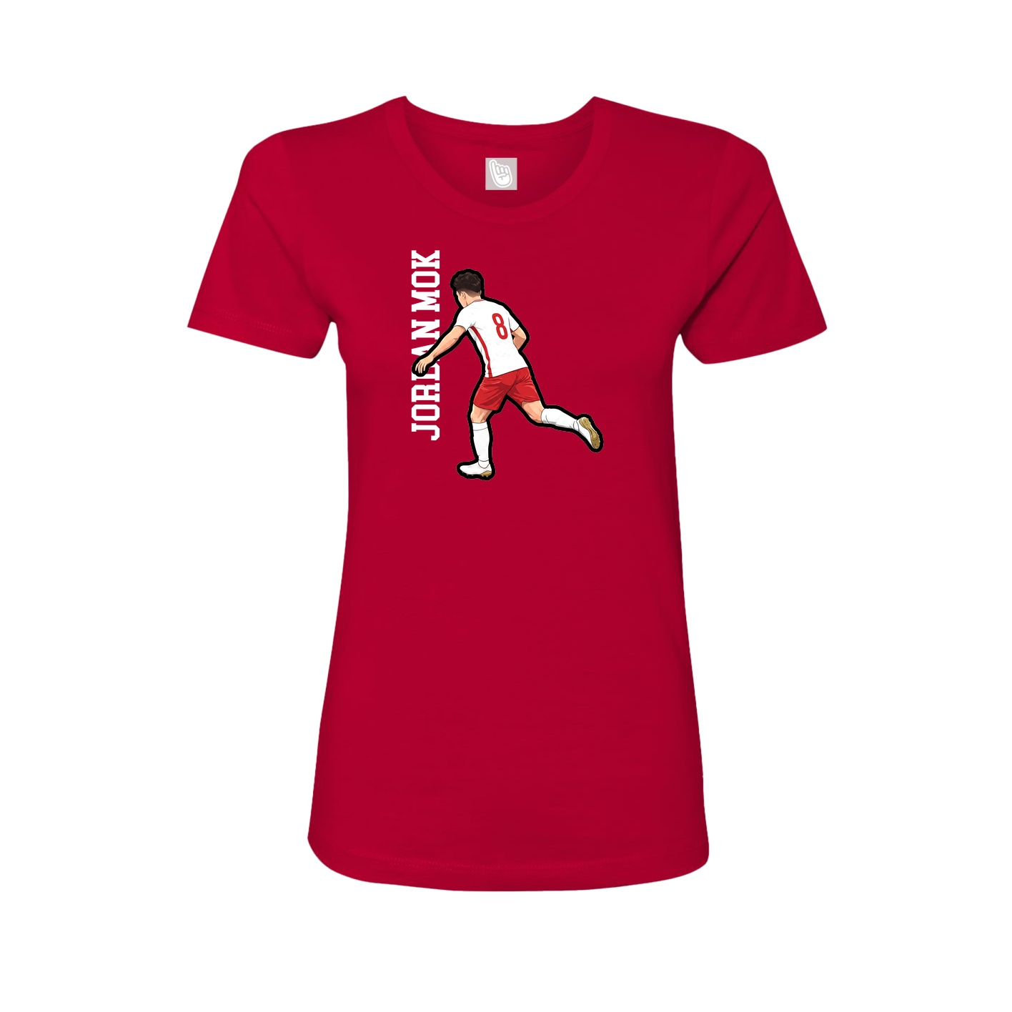 Fitted Women's Tee — Name Vertical in Red