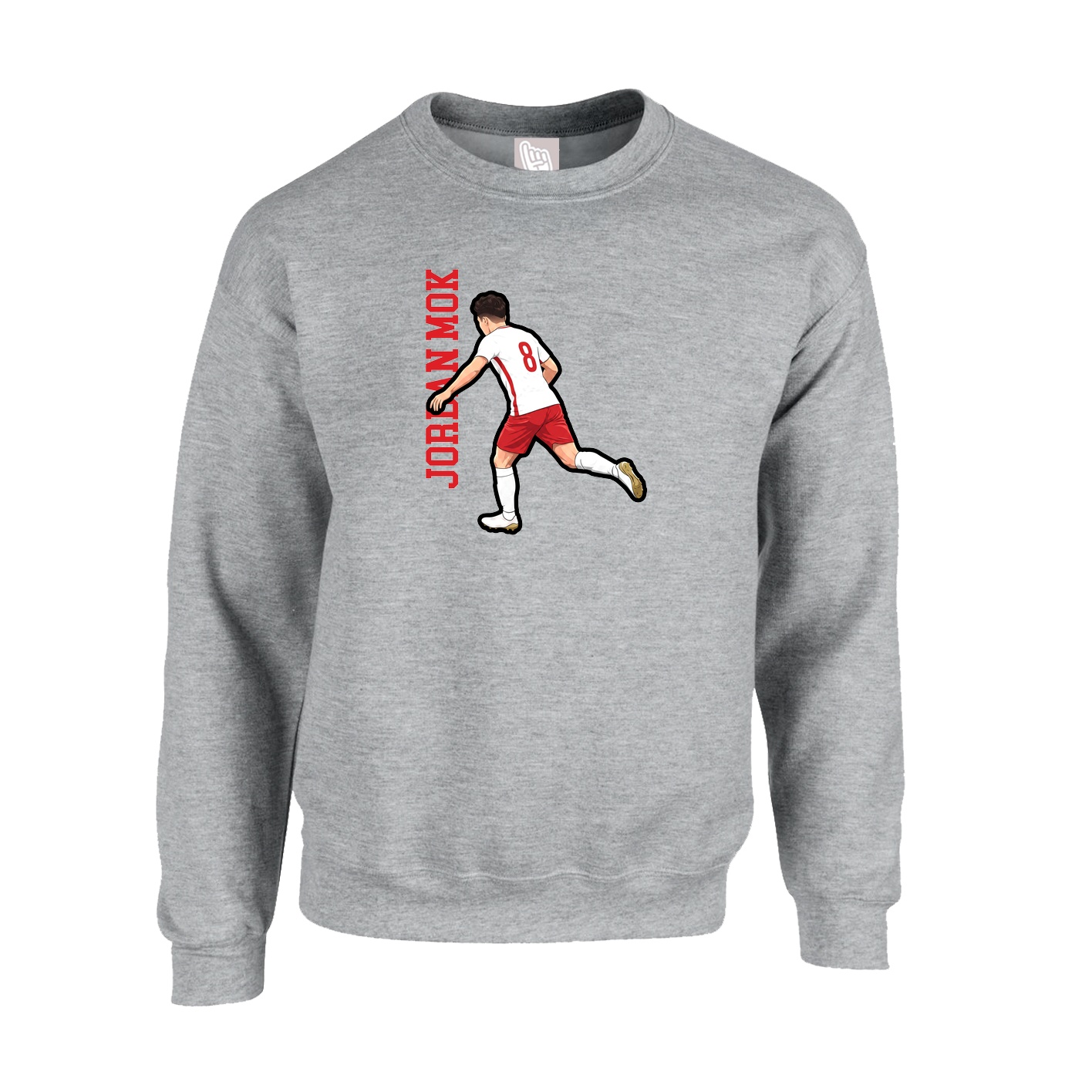 Fleece Crew — Name Vertical in Grey