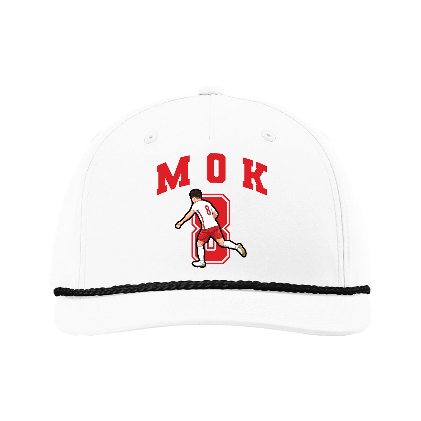 Five-Panel Classic Rope Cap — Number in White