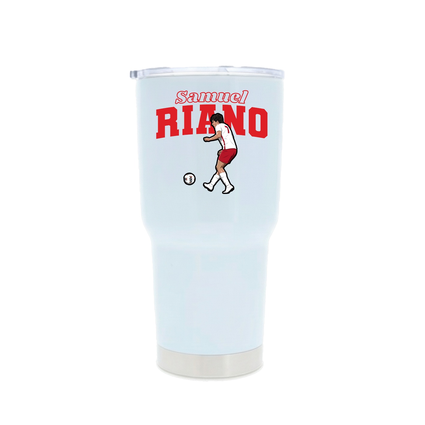 30oz Stainless Steel Tumbler — Name Arch in White