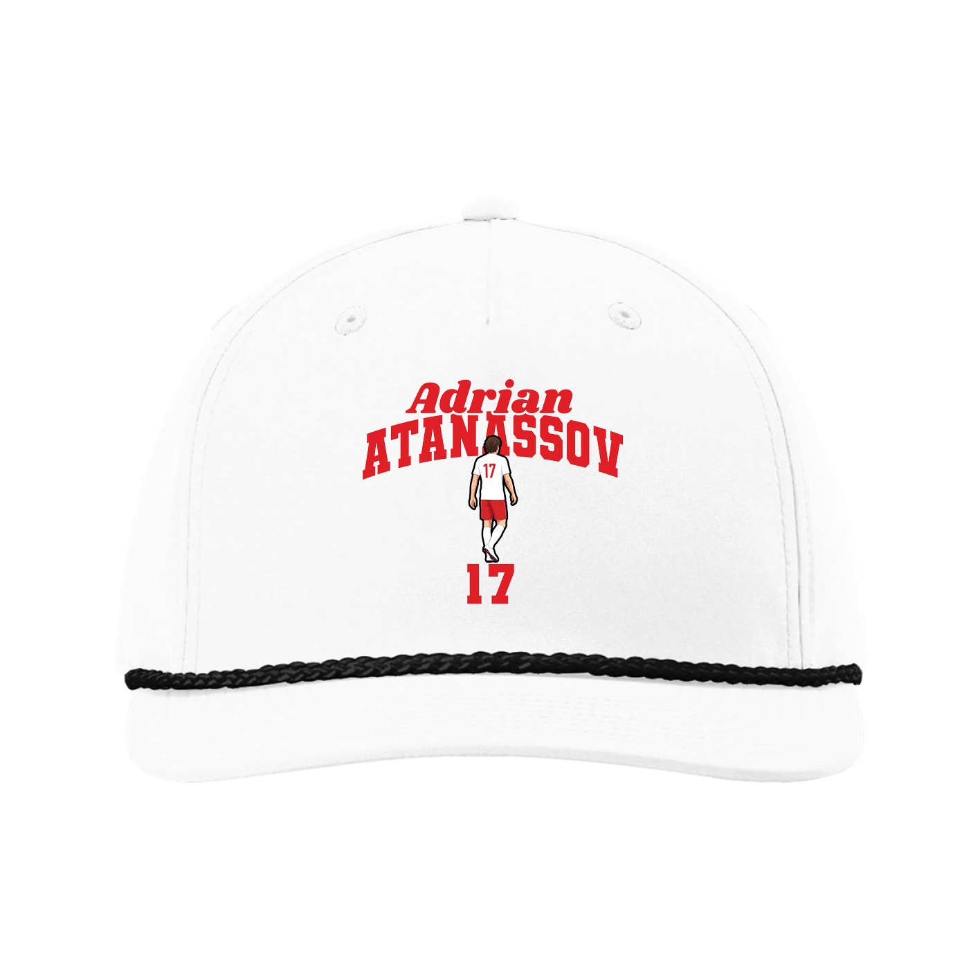 Five-Panel Classic Rope Cap — Signature Arch in White