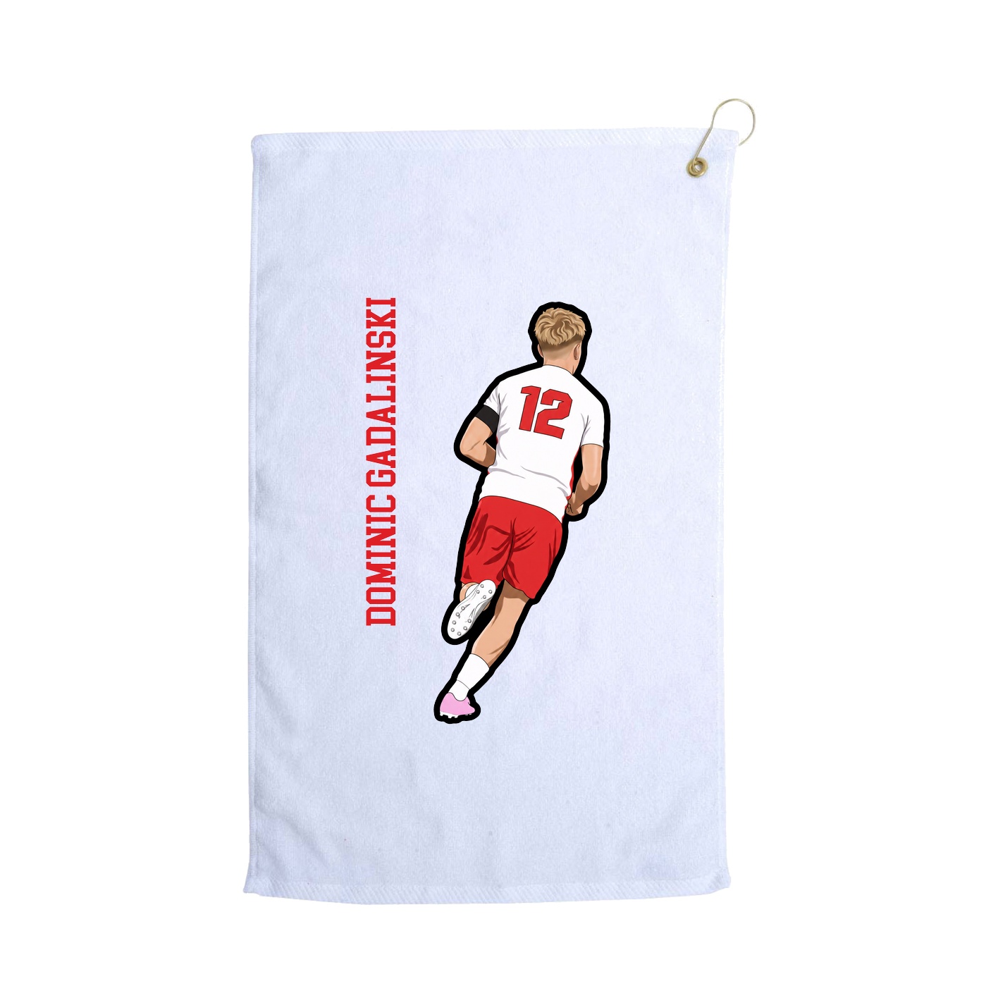 Golf Towel — Name Vertical in White