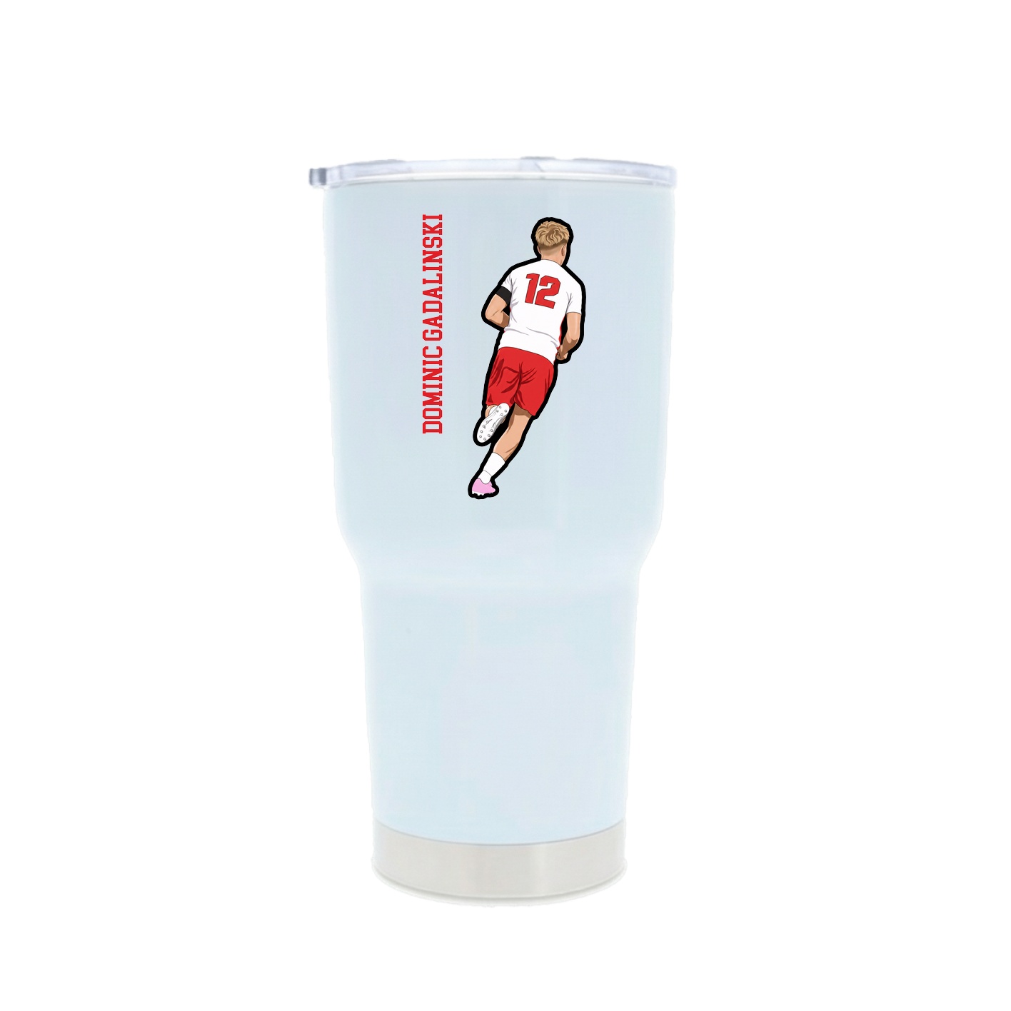 30oz Stainless Steel Tumbler — Name Vertical in White