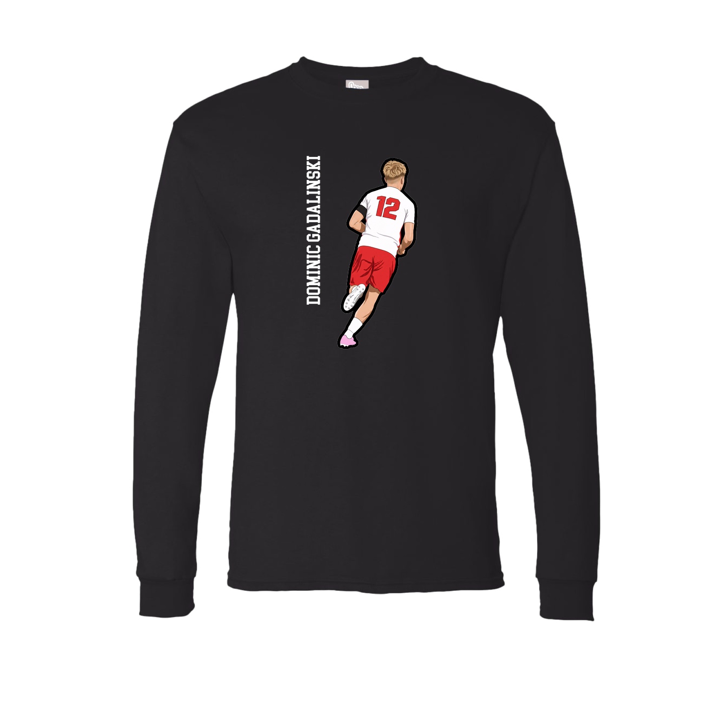 Long Sleeve Tee — Name Vertical in Black