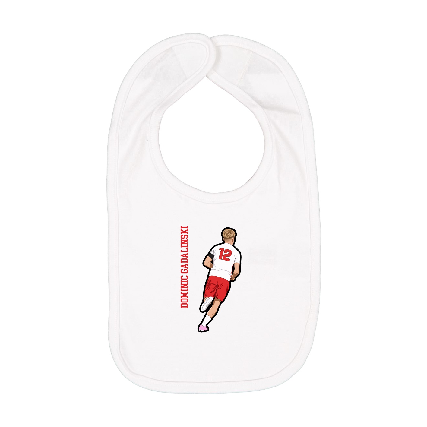 Infant Bib — Name Vertical in White