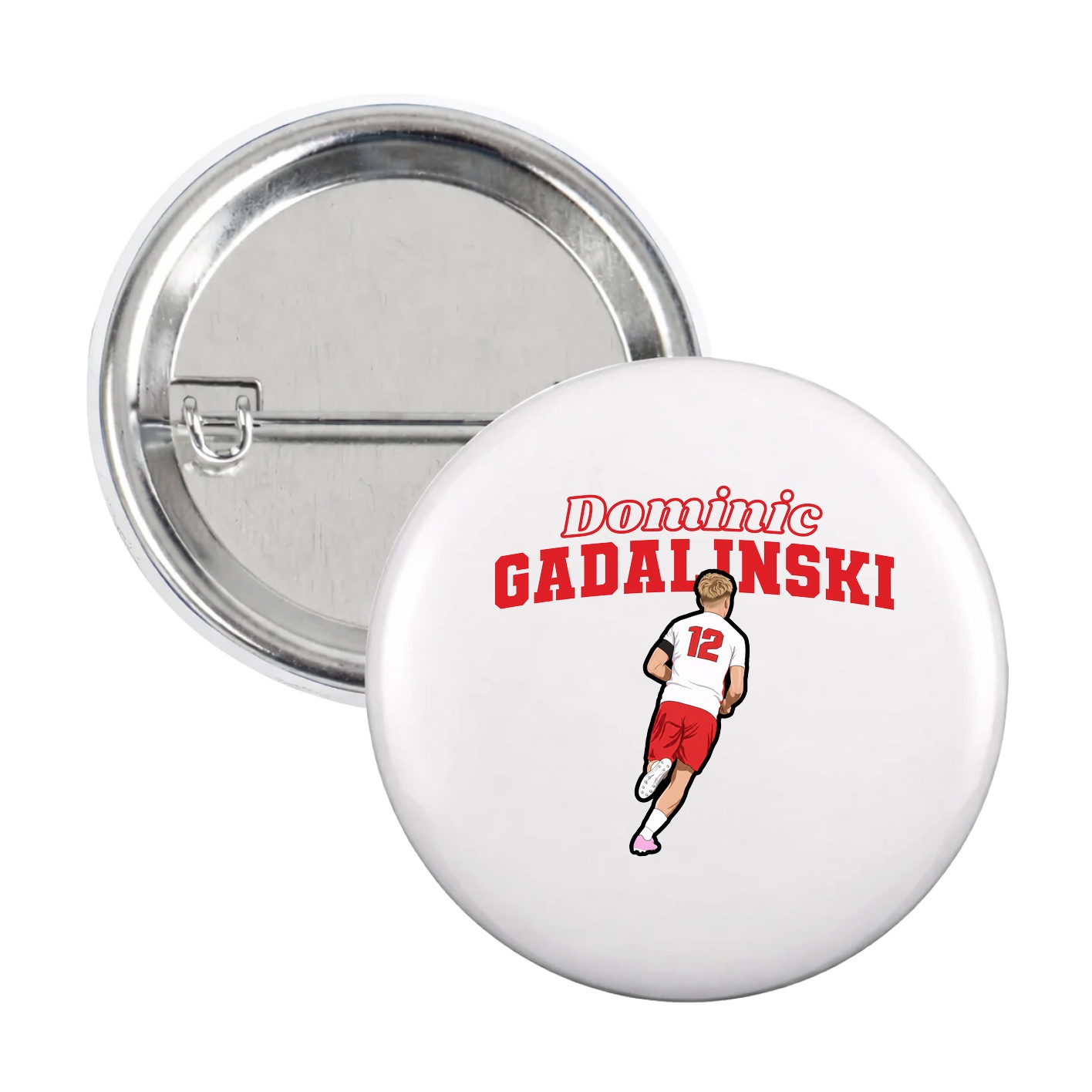 Game Day Button — Name Arch in White