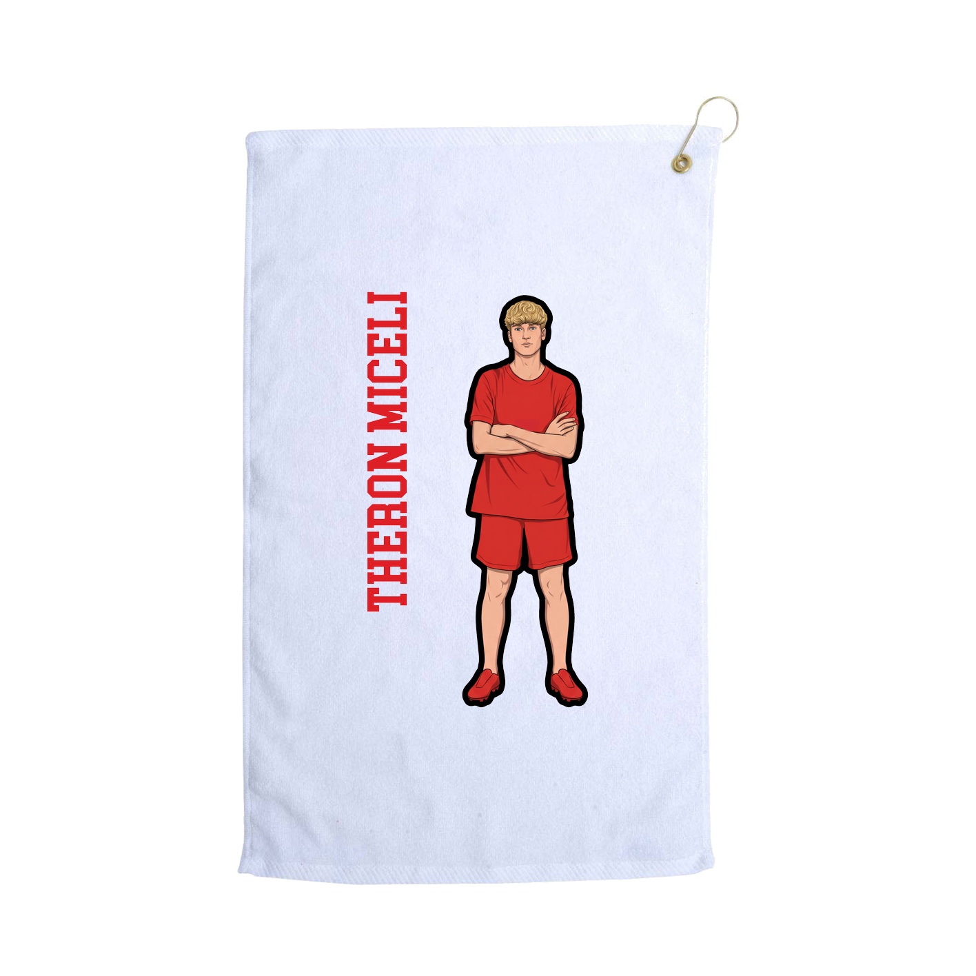 Golf Towel — Name Vertical in White