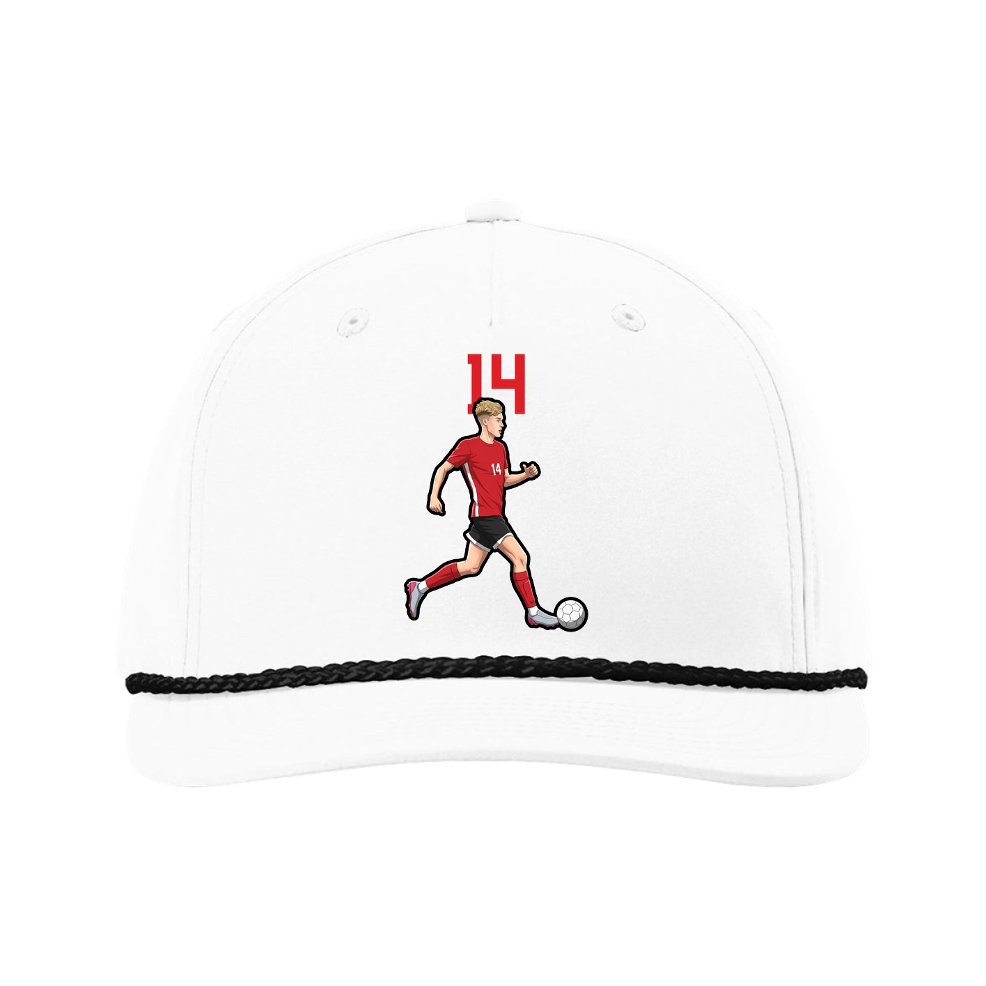 Five-Panel Classic Rope Cap — Number Top in White