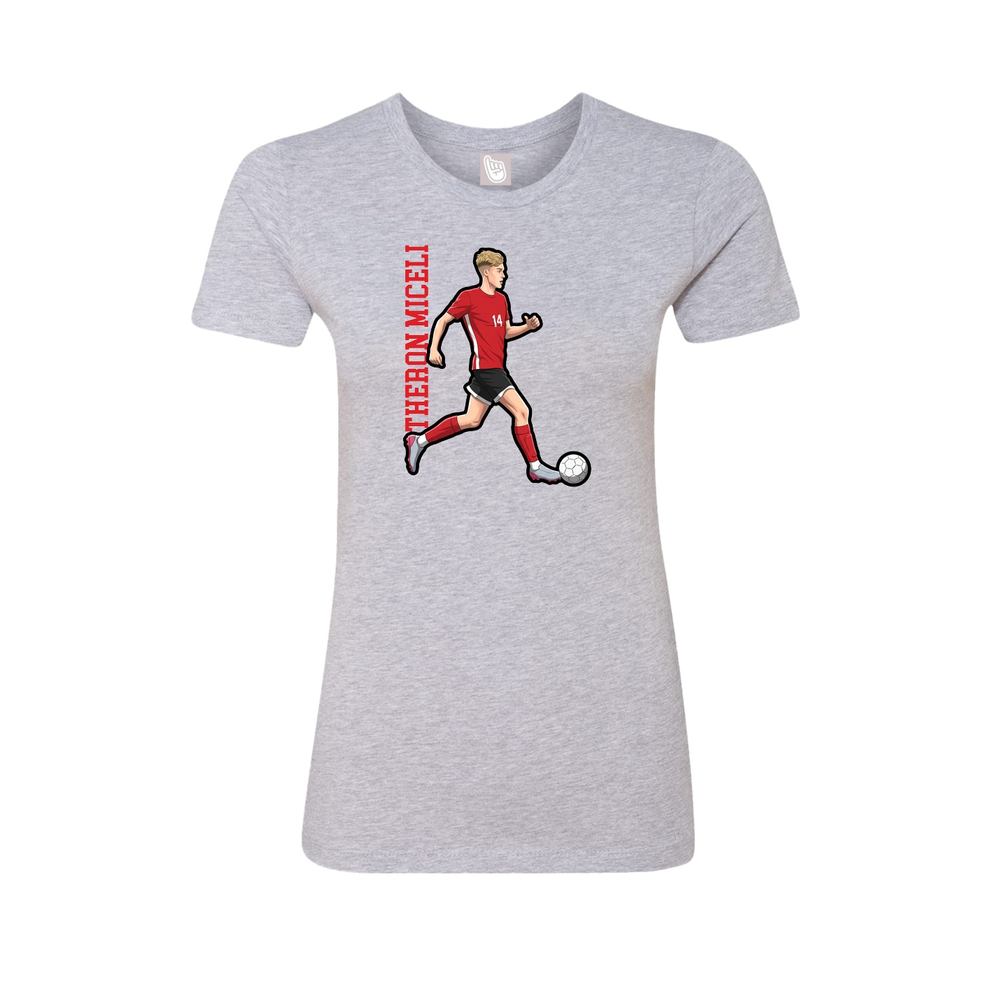 Fitted Women's Tee — Name Vertical in Grey