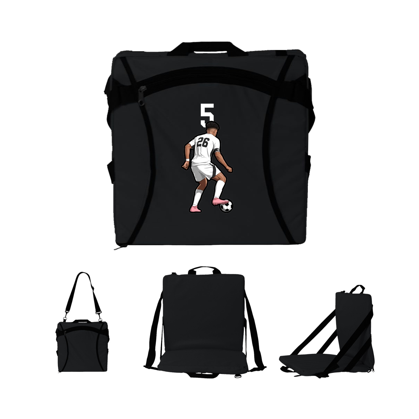 Folding Stadium Seat — Number Top in Black