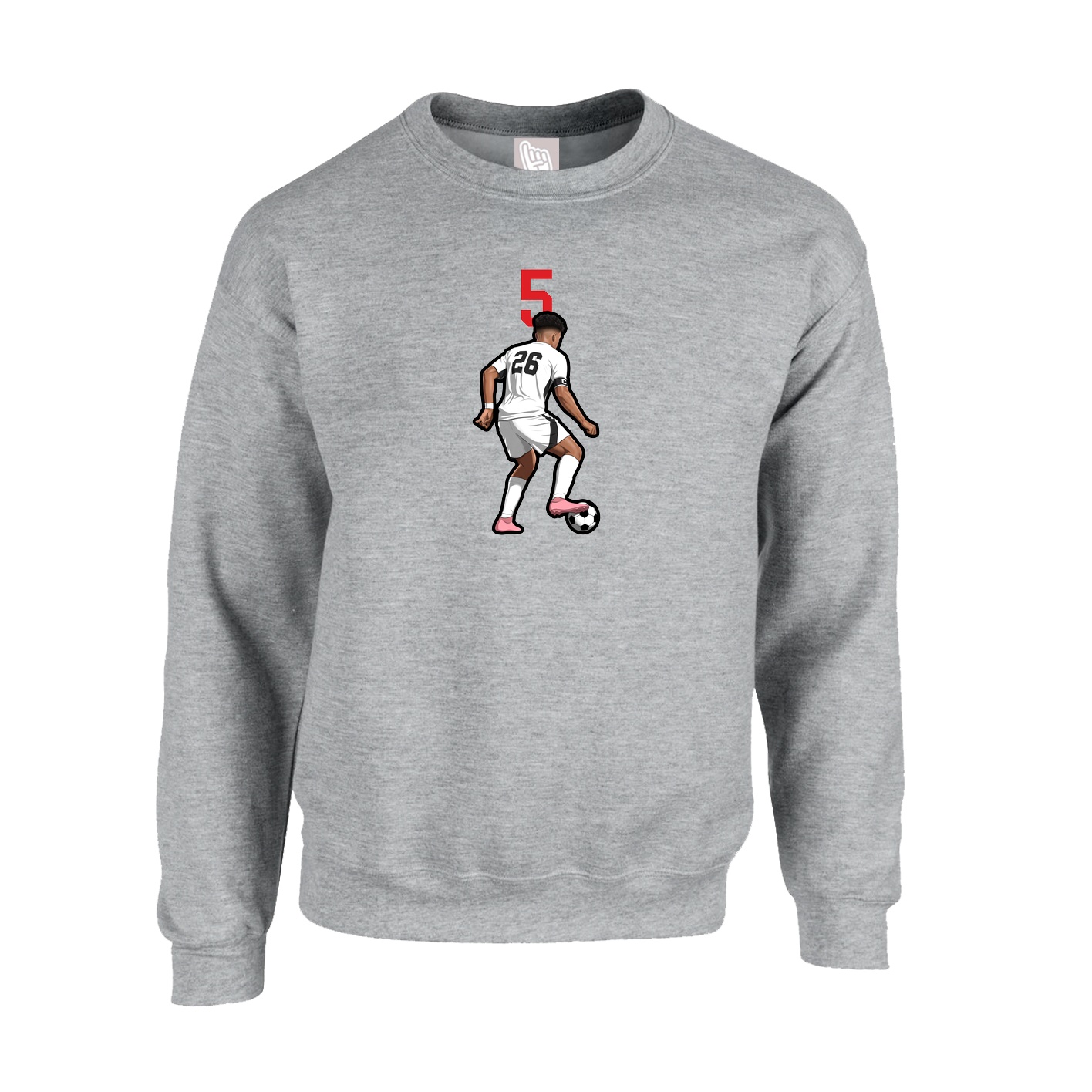 Fleece Crew — Number Top in Grey