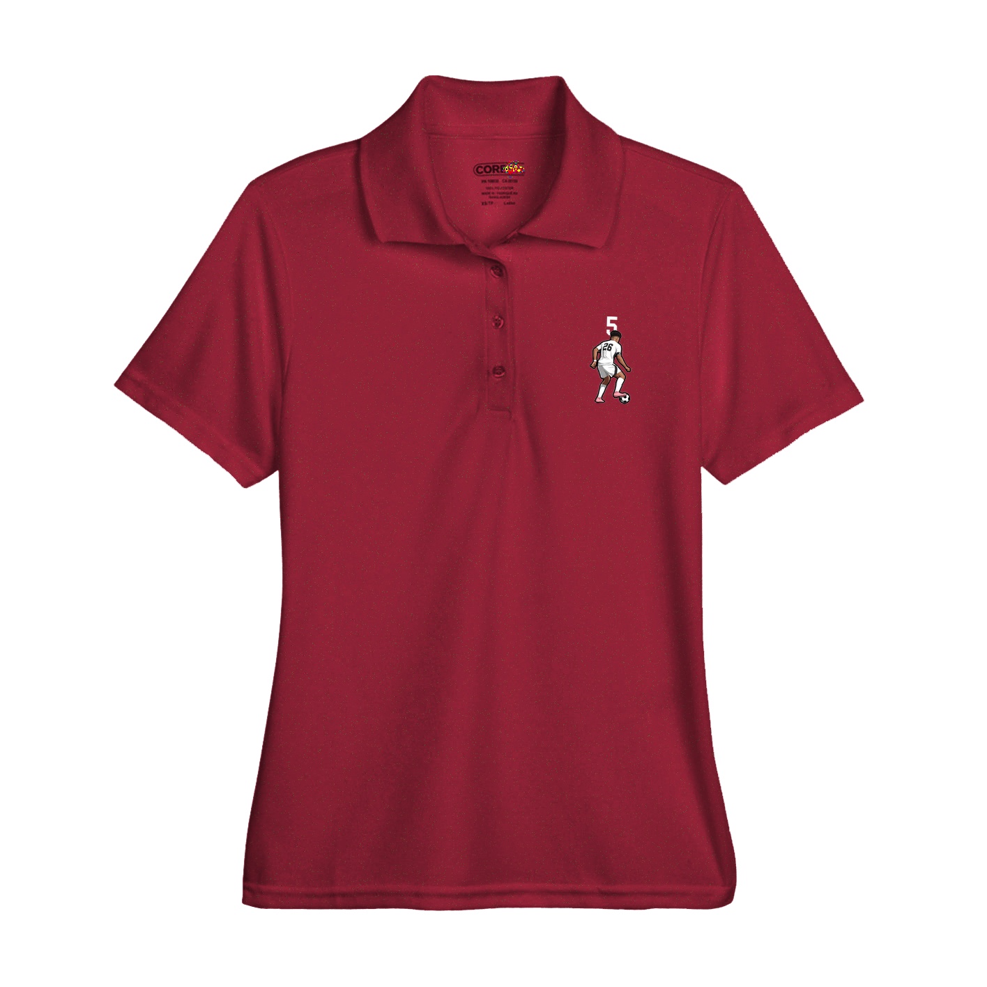 Womens Performance Polo — Number Top in Red