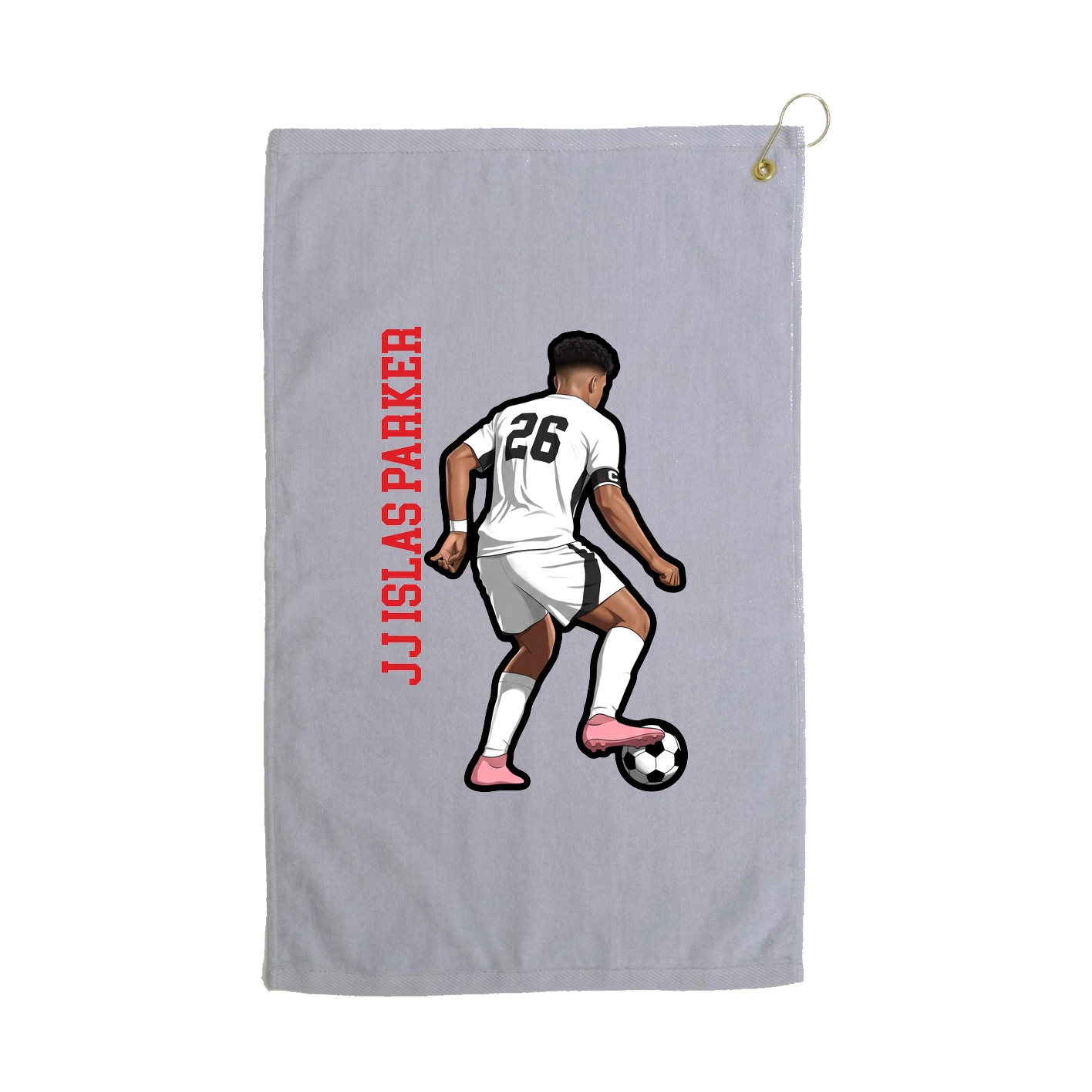 Golf Towel — Name Vertical in Grey