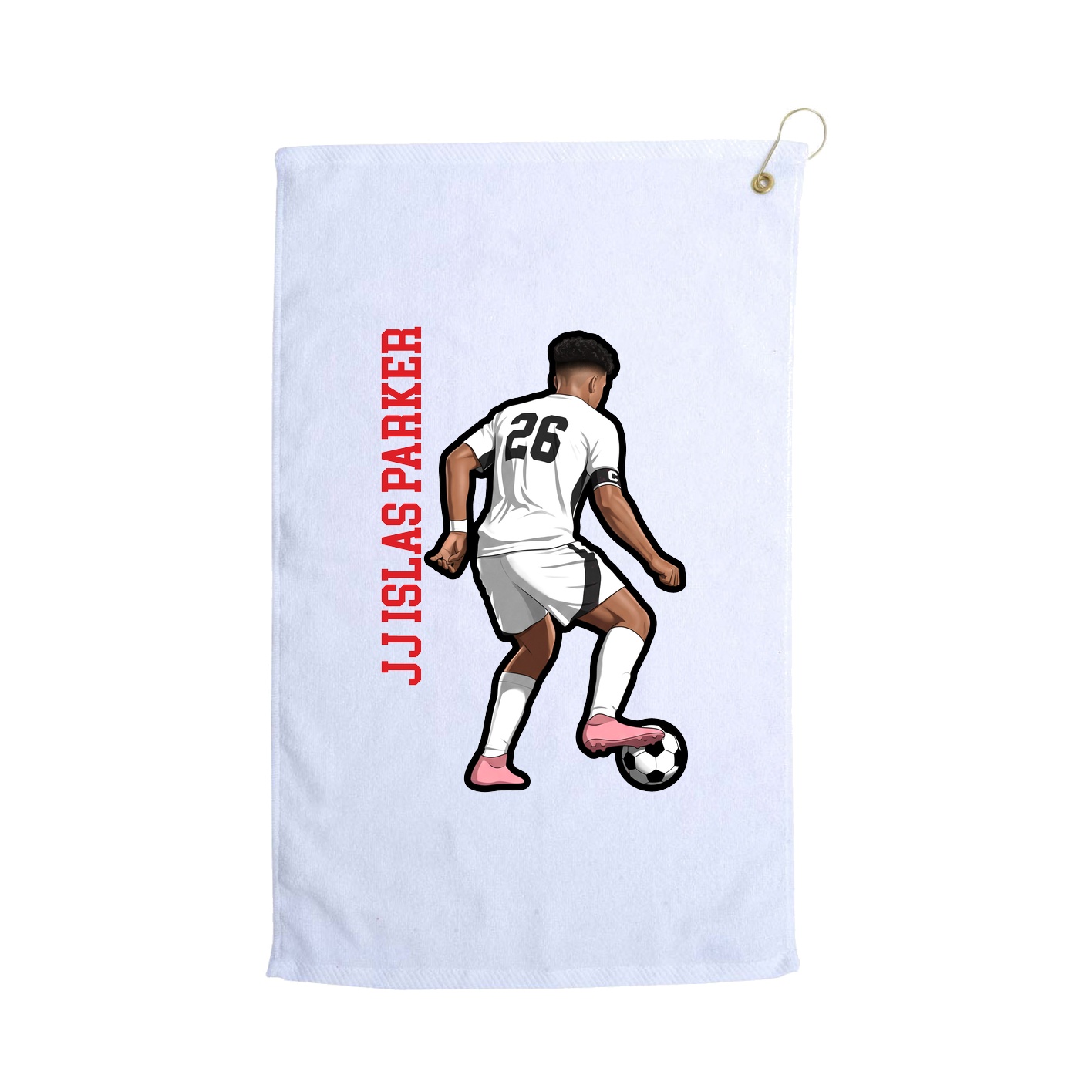 Golf Towel — Name Vertical in White