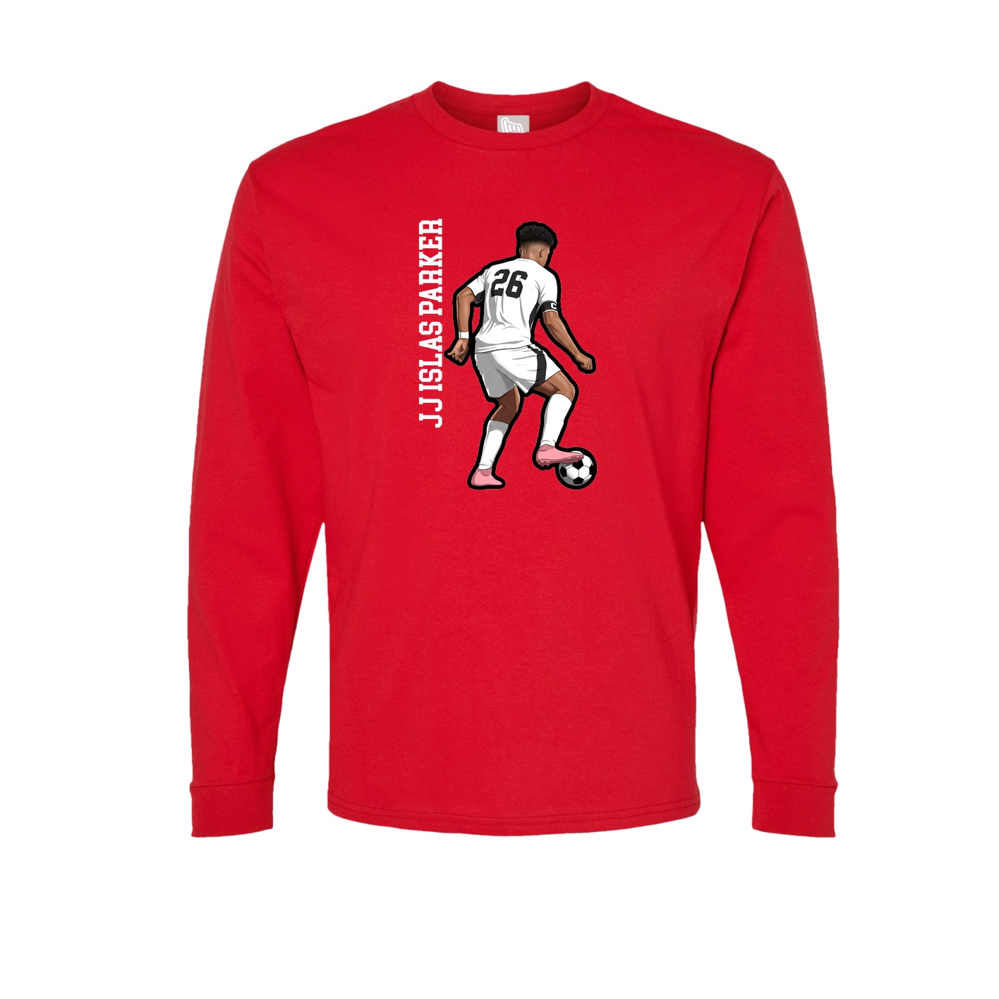 Long Sleeve Tee — Name Vertical in Red