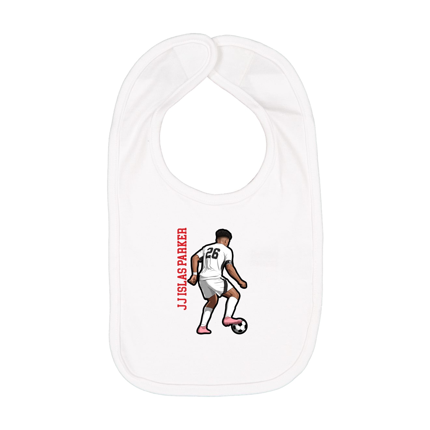 Infant Bib — Name Vertical in White