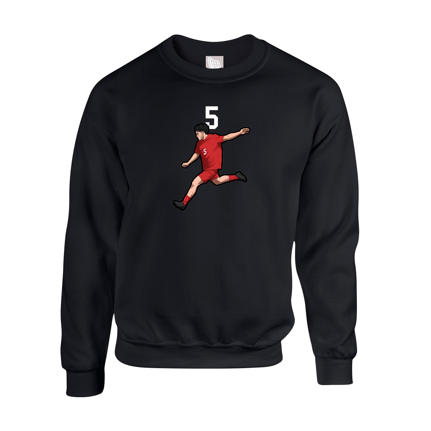 Fleece Crew — Number Top in Black