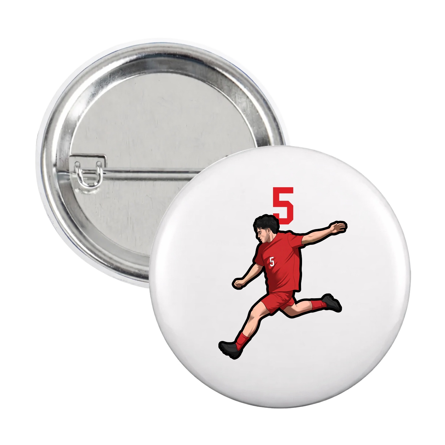 Game Day Button — Number Top in White