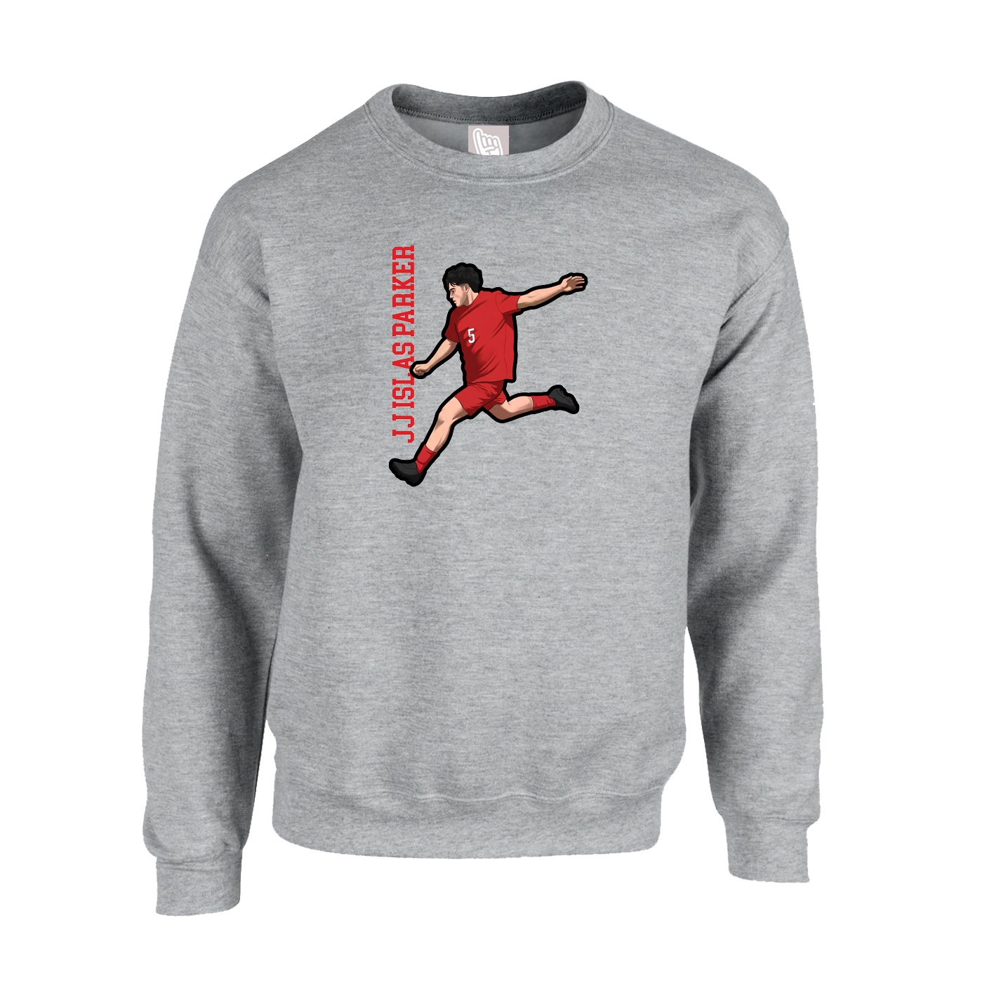 Fleece Crew — Name Vertical in Grey