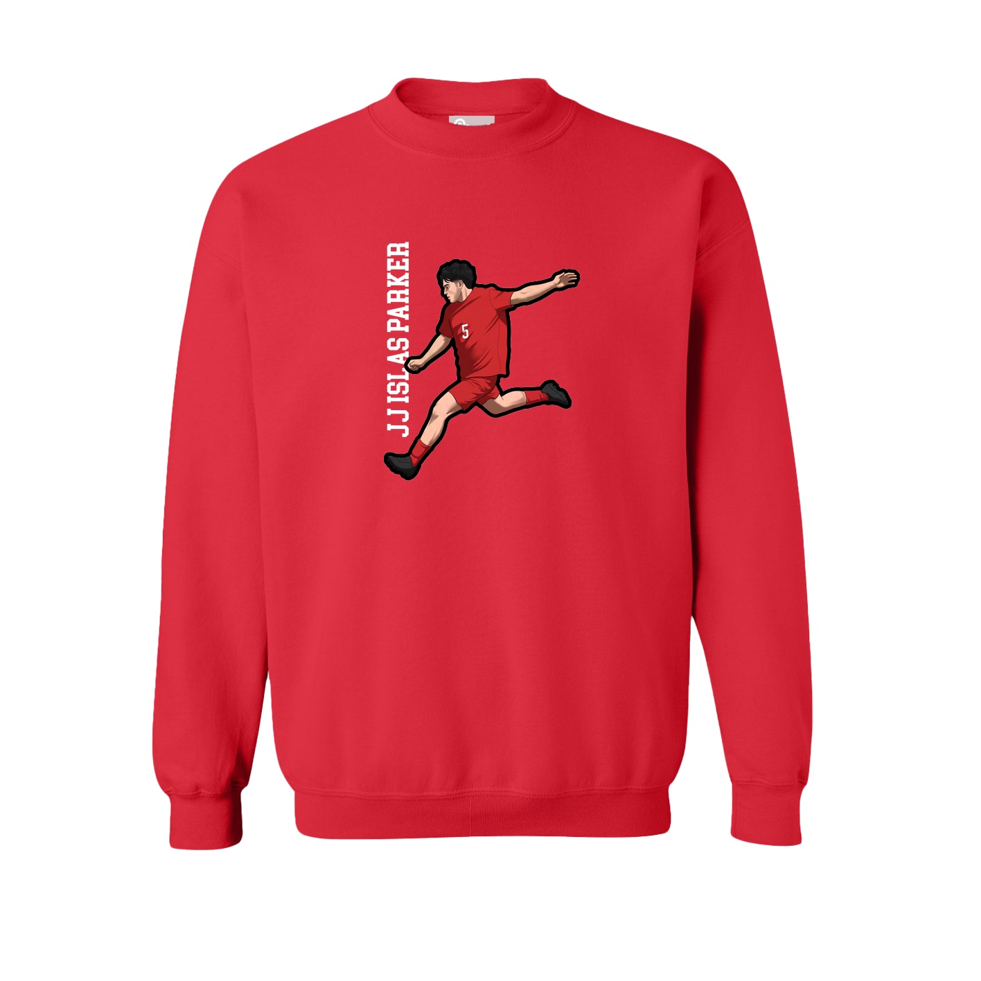 Fleece Crew — Name Vertical in Red