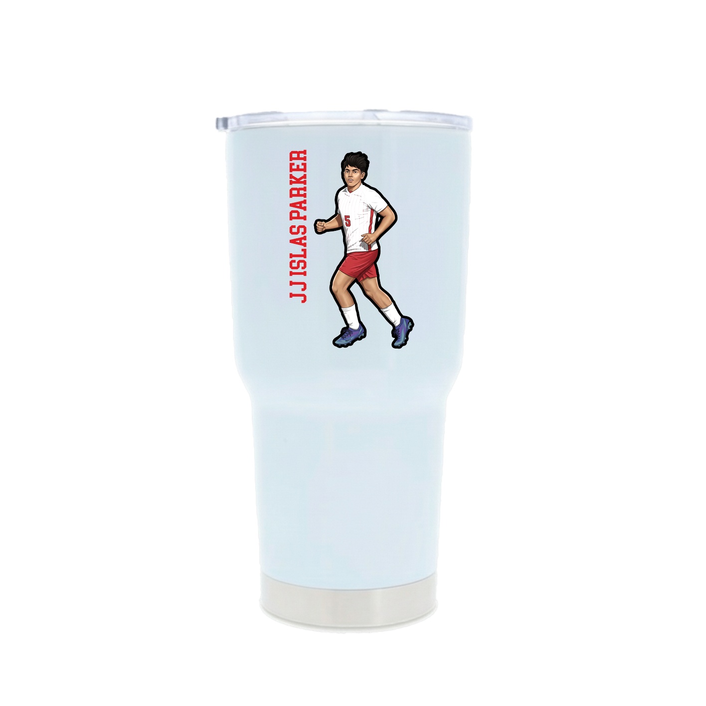 30oz Stainless Steel Tumbler — Name Vertical in White