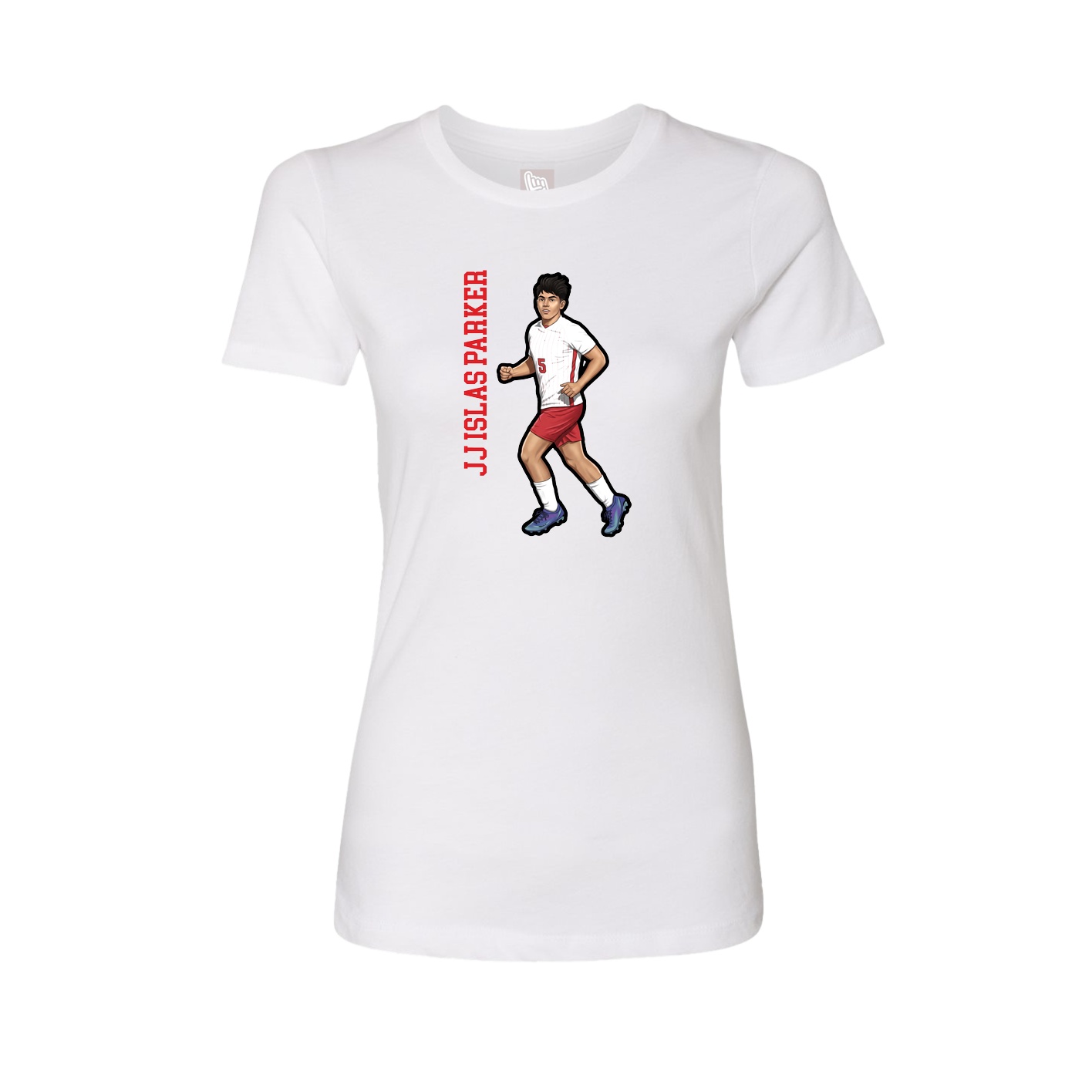 Womens Tee — Name Vertical in White